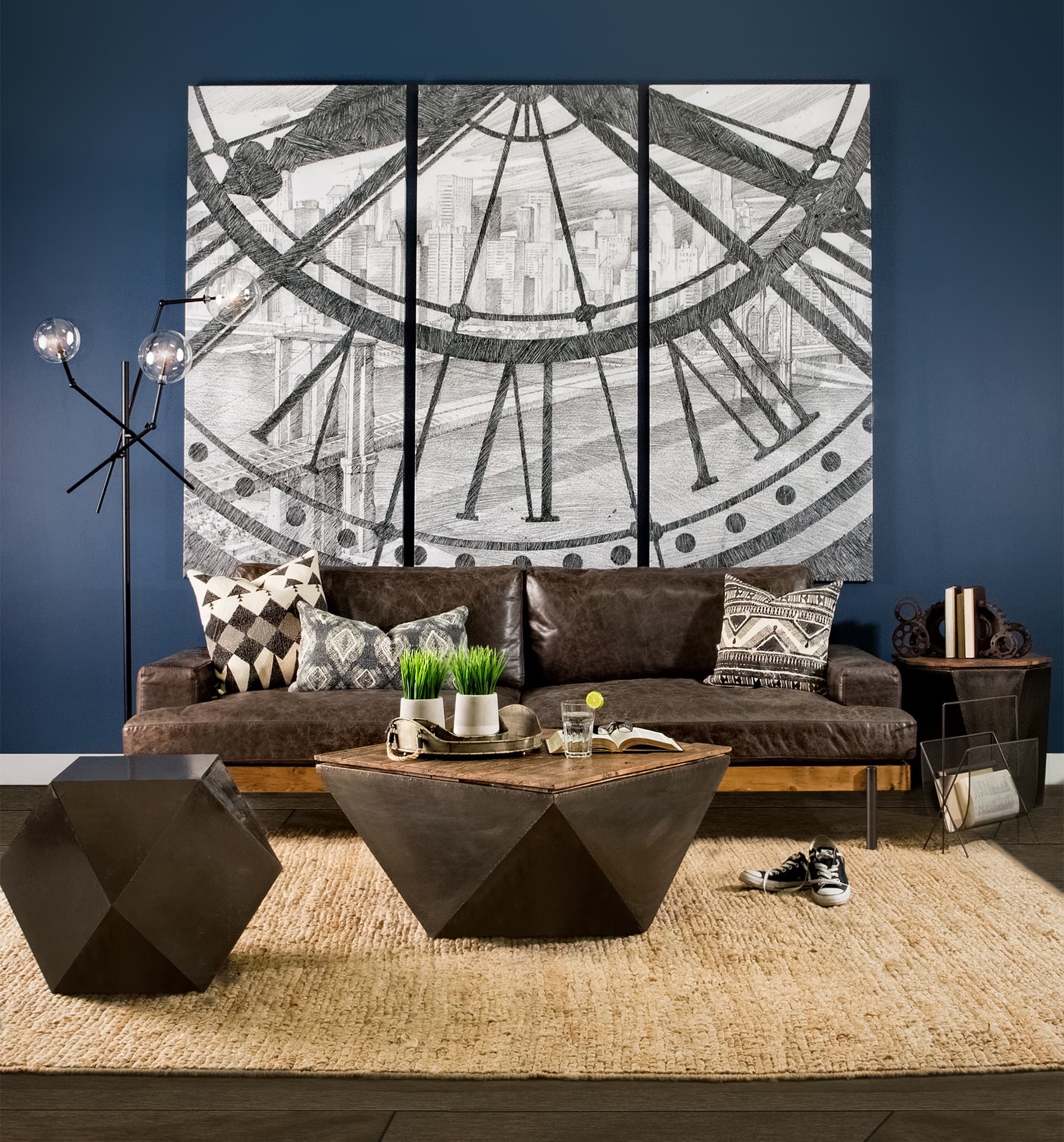 Of Time and The River I by Mercana Studio a Hand Embellished Textured Canvas — in a styled room