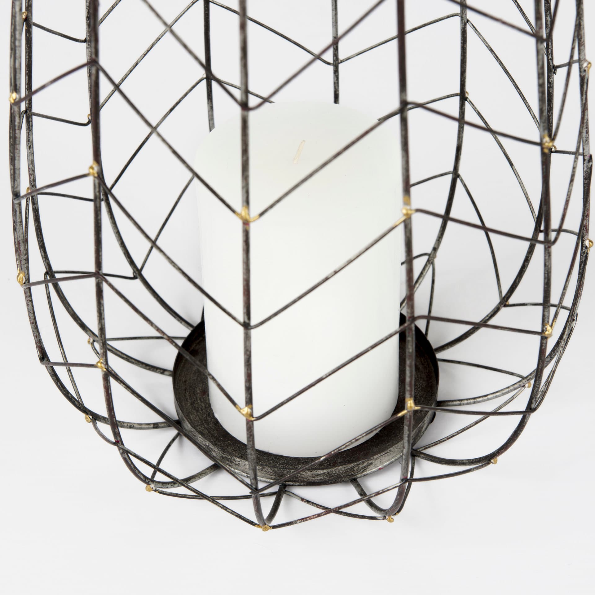 Petiole II Large Gold Toned Metal Table Candle Holder — product photograph