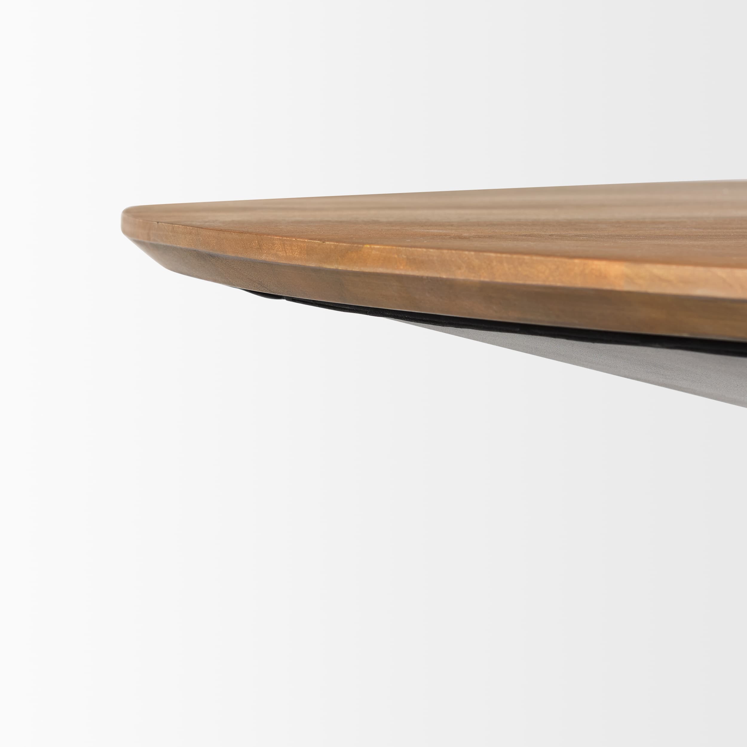 Mitchell 63"L x 63"W Pedestal Dining Table | Med Brown Wood & Black Metal | Seats 6 — product photograph