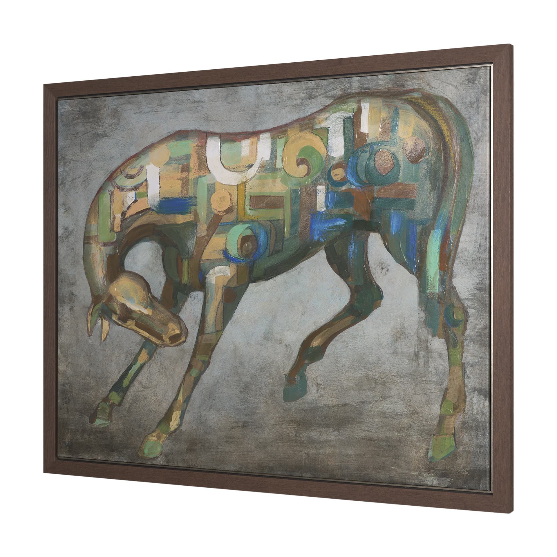 Mosaic Horse I by Mercana Studio a Hand Embellished Textured Framed Canvas — product photograph
