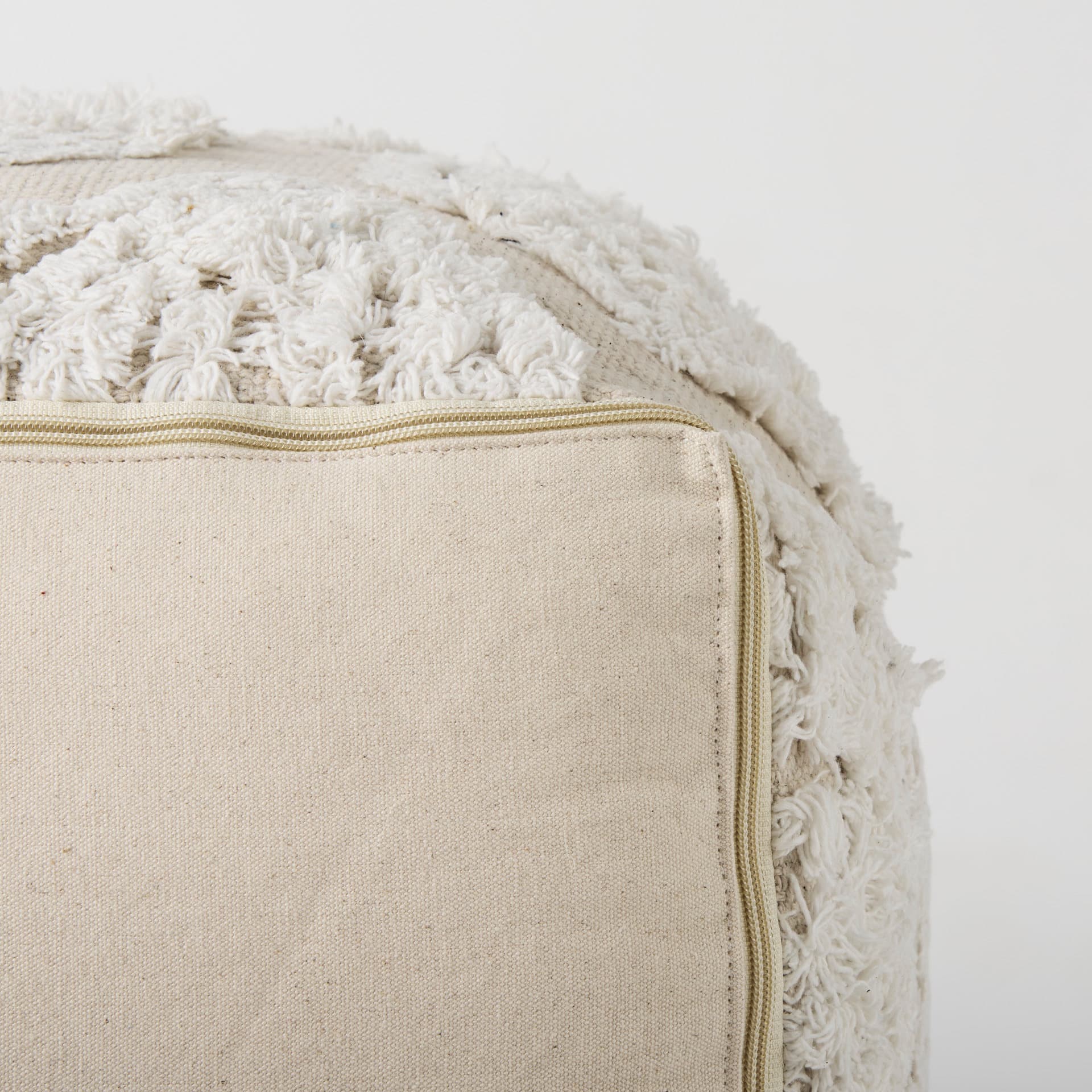 Ekanta 16.0L x 16.0W x 16.0H Cream/Beige Patterned Cotton Pouf — product photograph