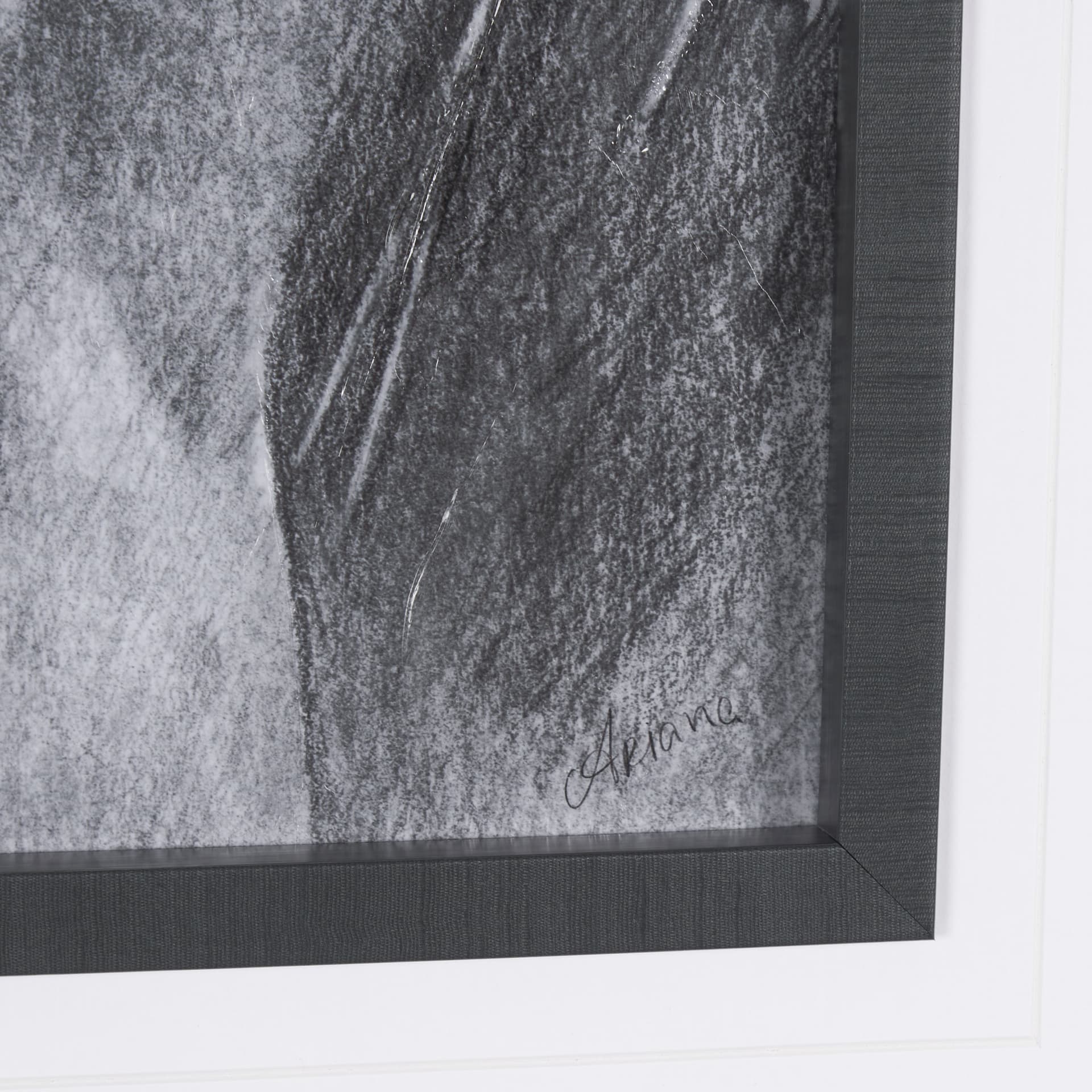 Poised by Mercana Studio a Hand Embellished Textured Framed Art Print Matted under Glass — product photograph