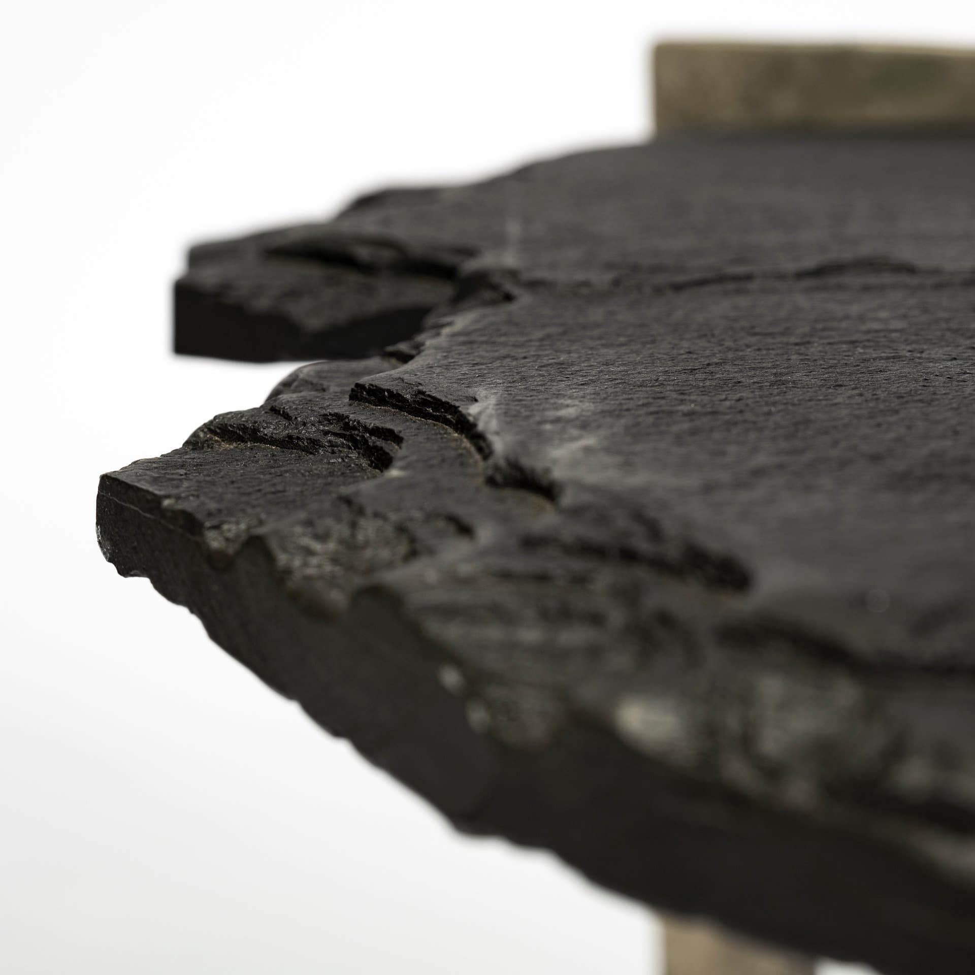 Shale 37" Irregular Live-Edge Black Slate w/Flat Iron Base Coffee Table — product photograph