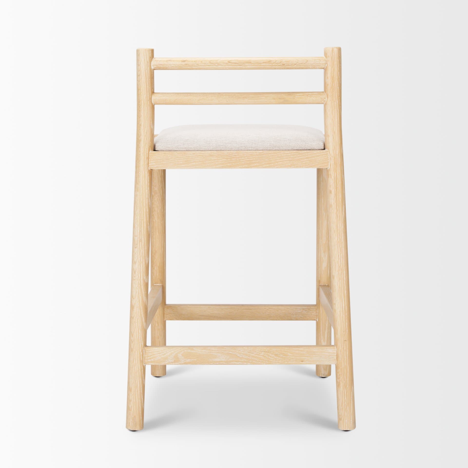 Sam Backless 25.87in Seat Counter Stool | Light Brown Wood w/ Fabric — product photograph