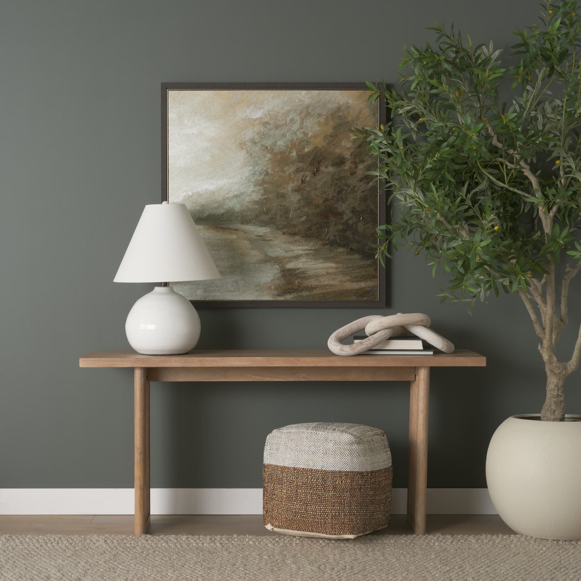 Samiya Jute w/ White Cotton Pouf — product photograph