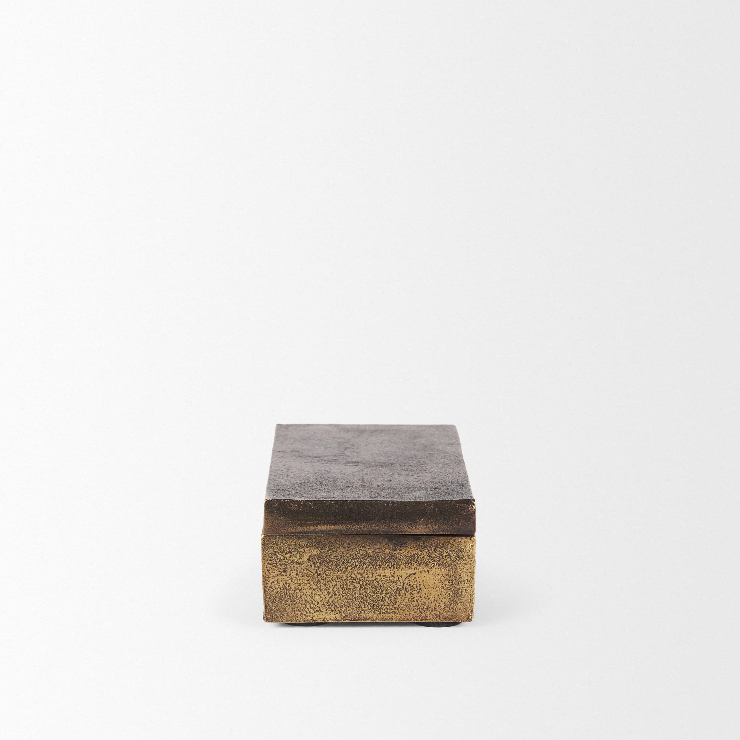 Porschia Small Antiqued Gold Metal Decorative Box — product photograph