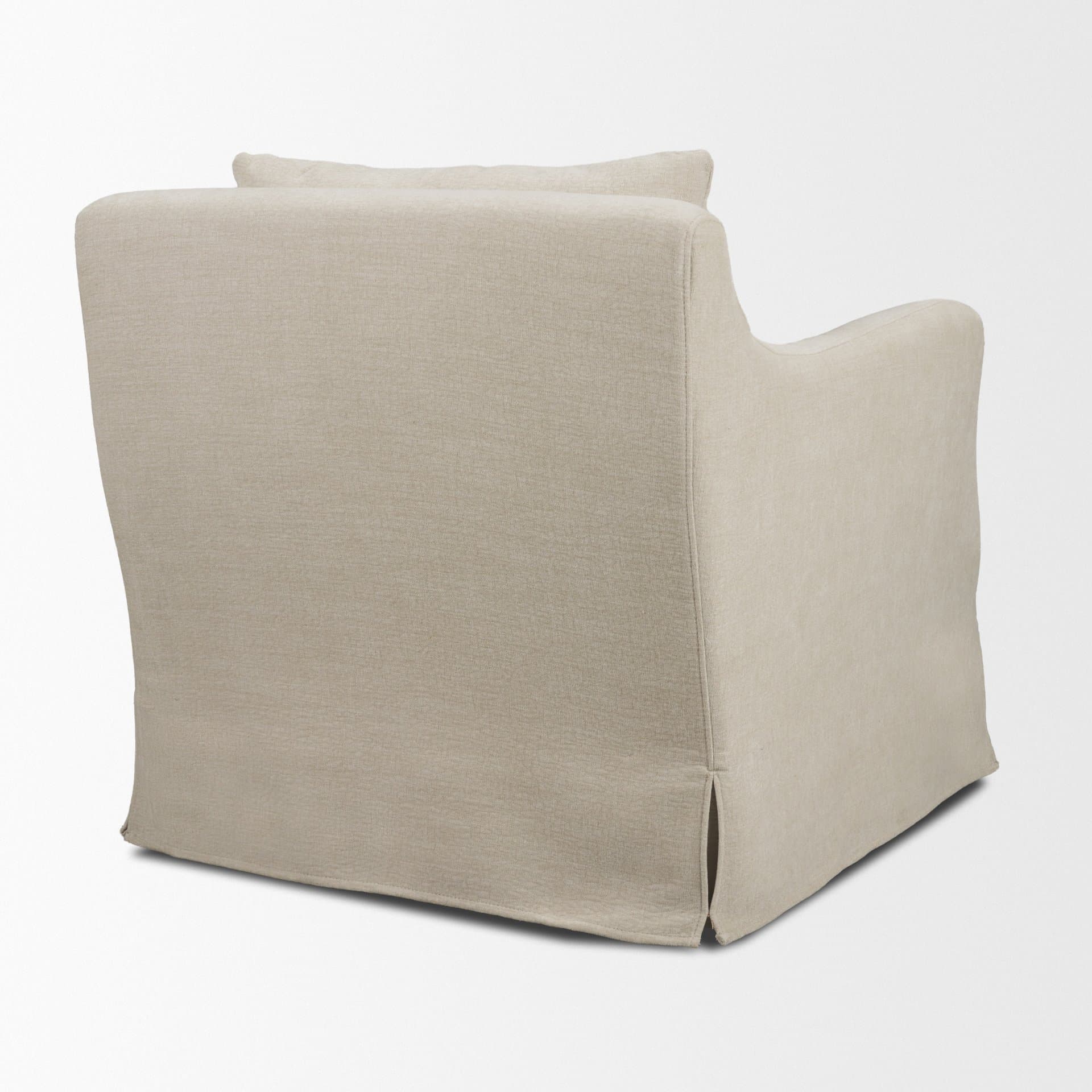 Ellington Slipcovered Slope Arm Swivel Swivel Accent Chair | Cream Fabric — product photograph