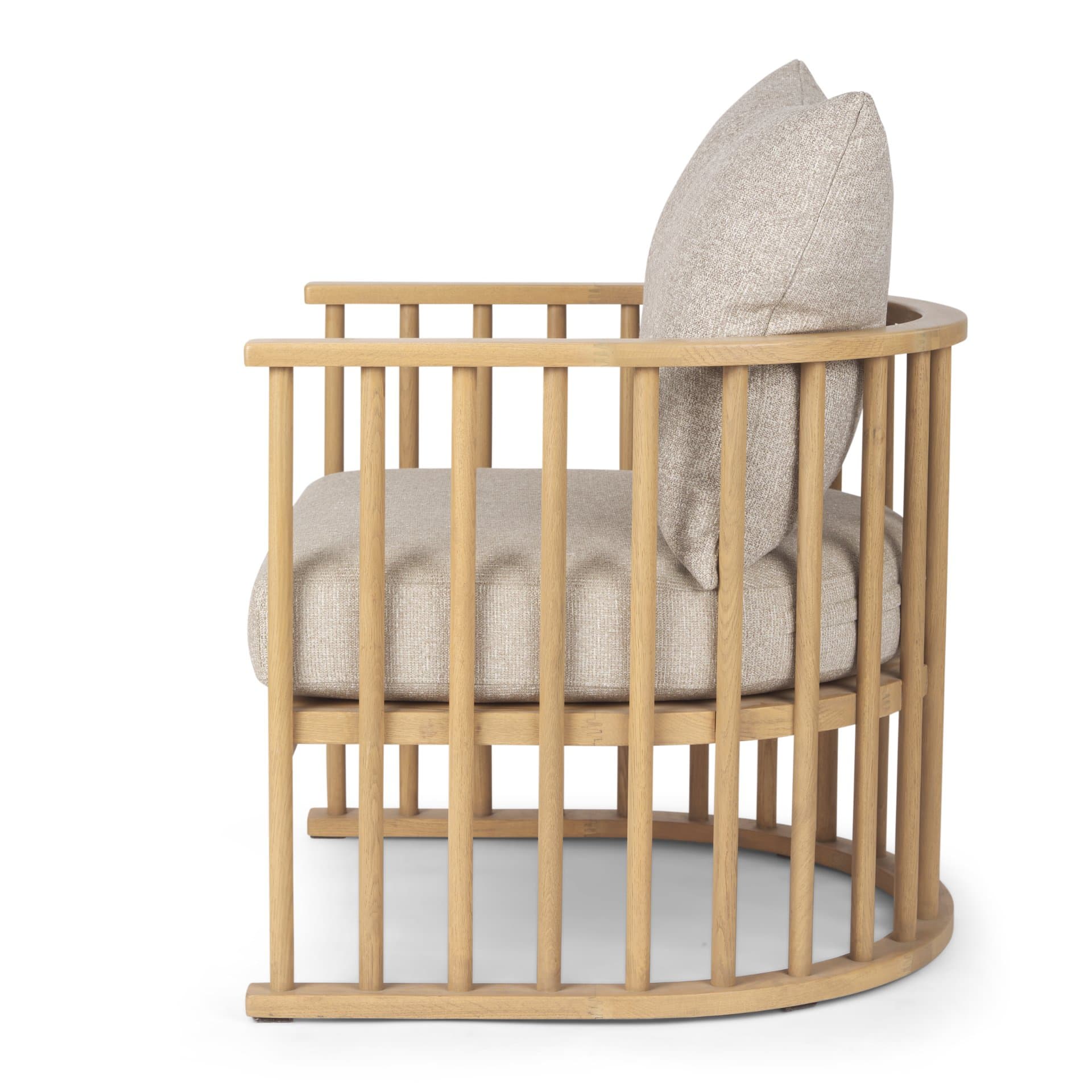 Kopari Beige Fabric W/Light Brown Wood Accent Chair — product photograph