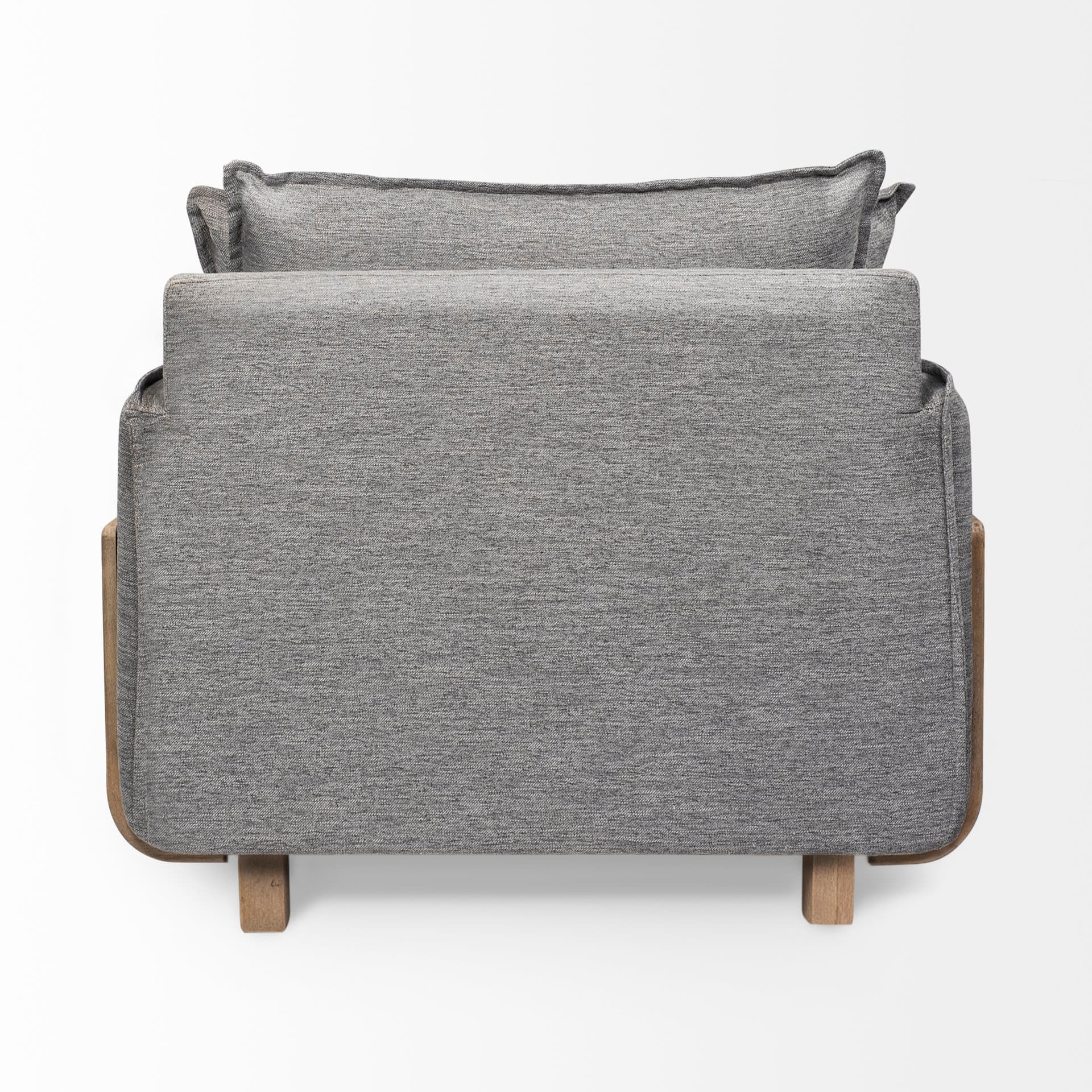 Roy II Castlerock Gray Upholstered and Brown Wood Frame Arm Chair — product photograph