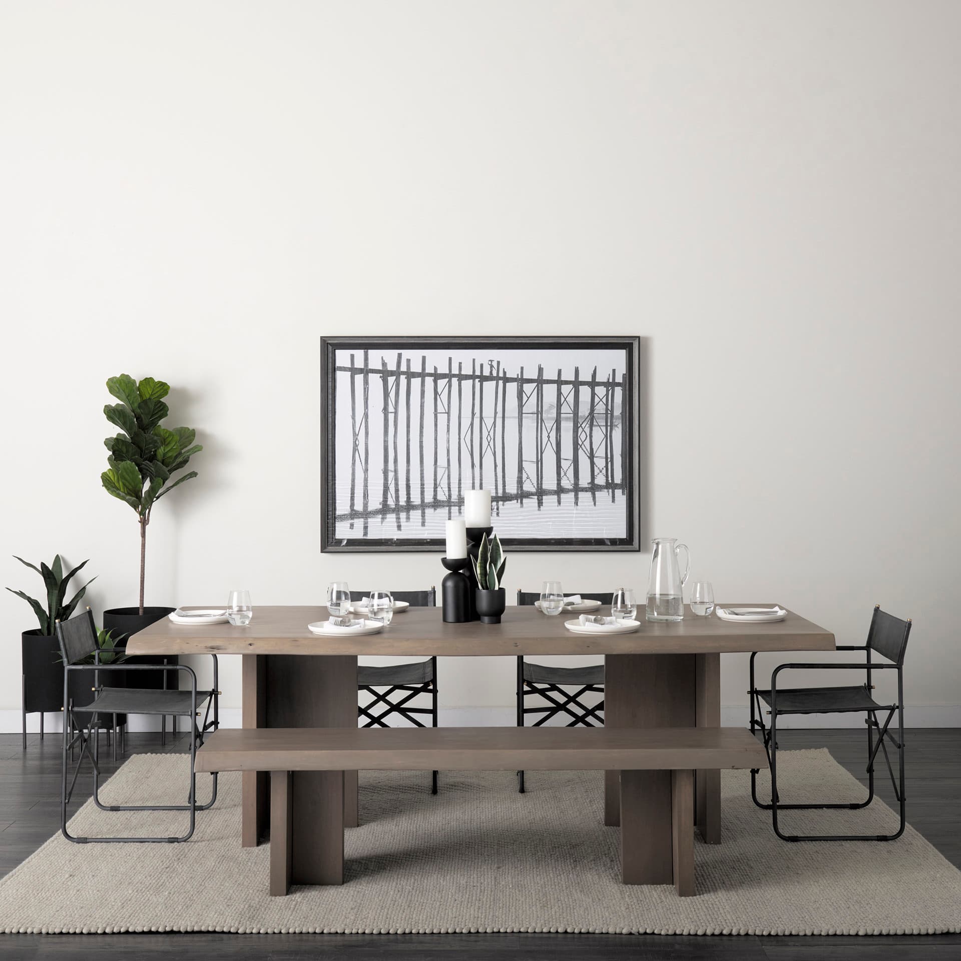 Claypoole (Set of 3) Black Plant Stands — in a styled room