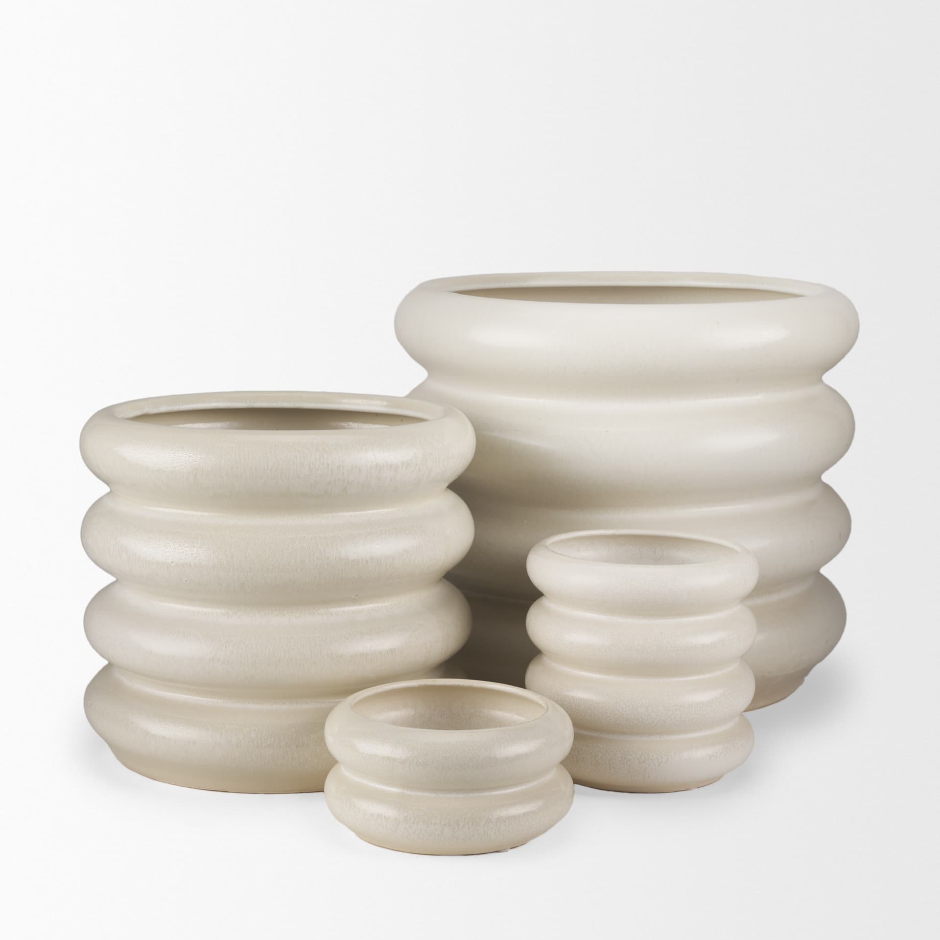 Twyla Tall Cream Glazed Floor Ceramic Vase — product photograph