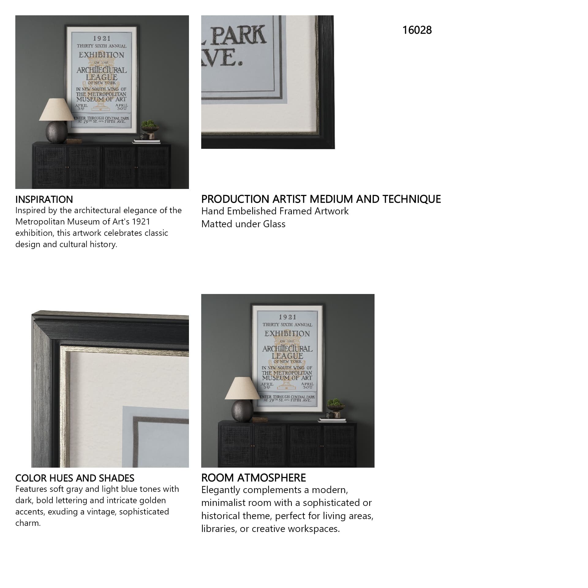 Ephemera Architecture by The Vintage Collection Hand Embelished Framed Artwork Matted under Glass — in a styled room