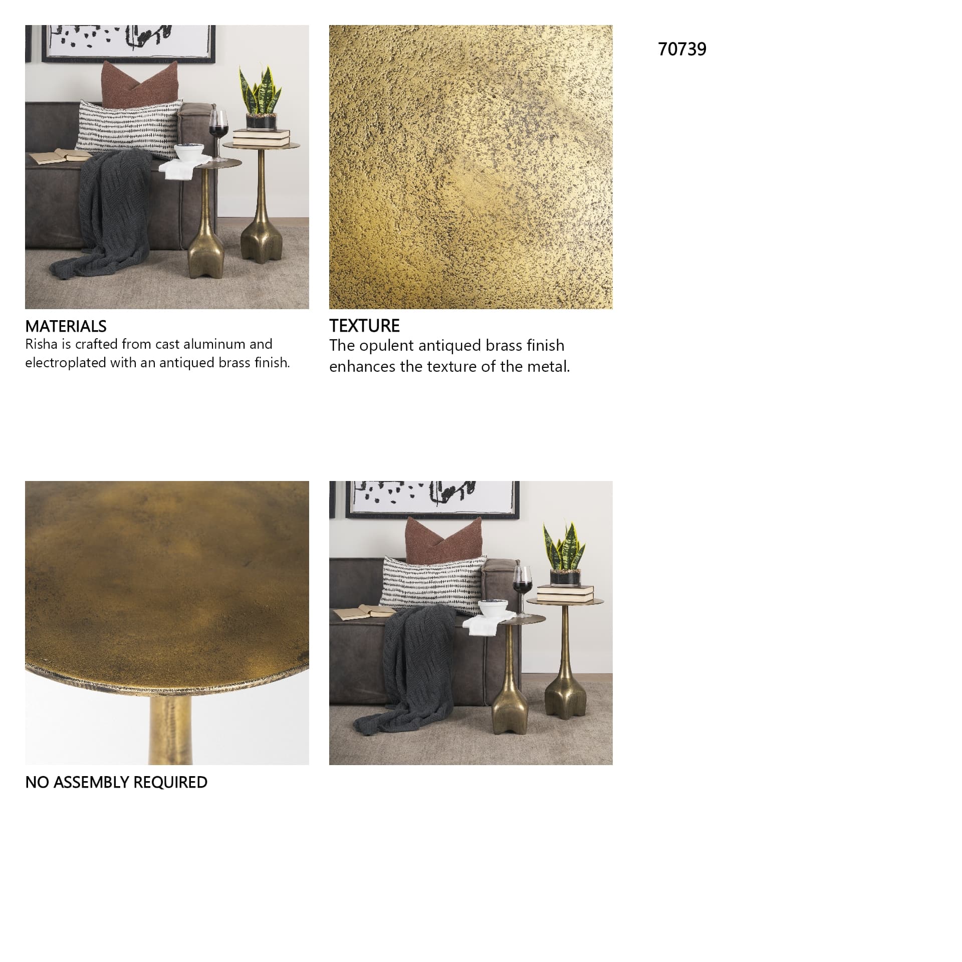Risha Small Gold Metal Accent Table — product photograph
