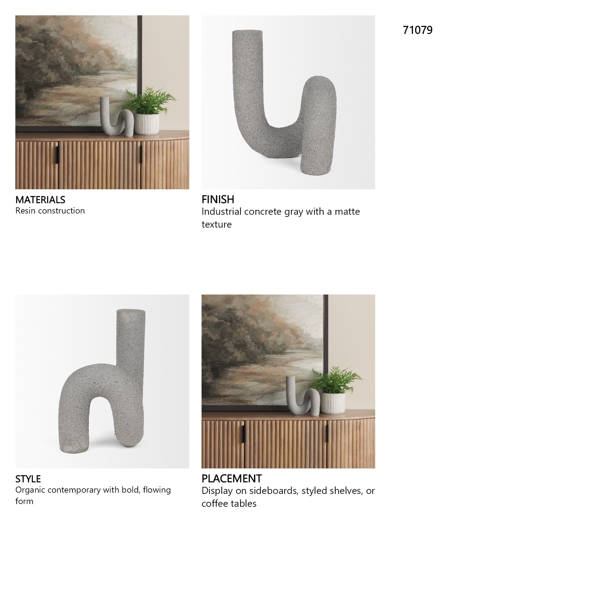Kailyn Resin Textured Concrete Gray Decorative Object — in a styled room