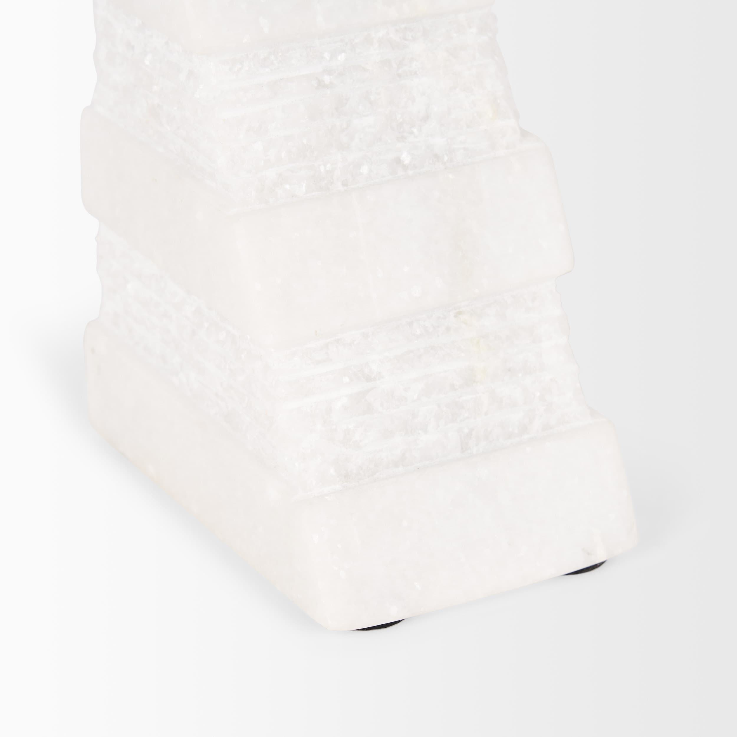 Cavetto White Marble Bookends w/rough carving S/2 — product photograph