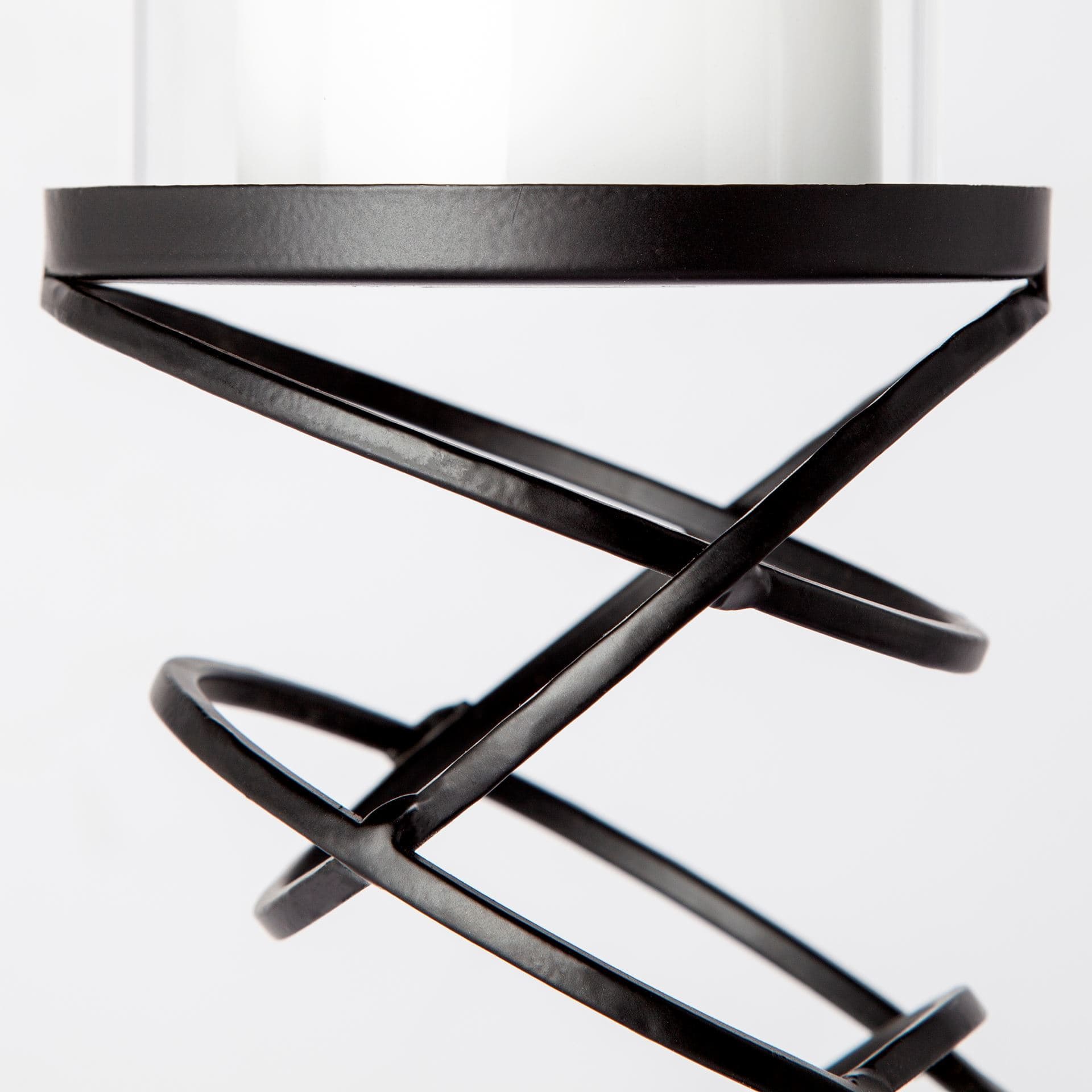 Omega III Large Black Metal Stacked Ring Table Candle Holder — product photograph