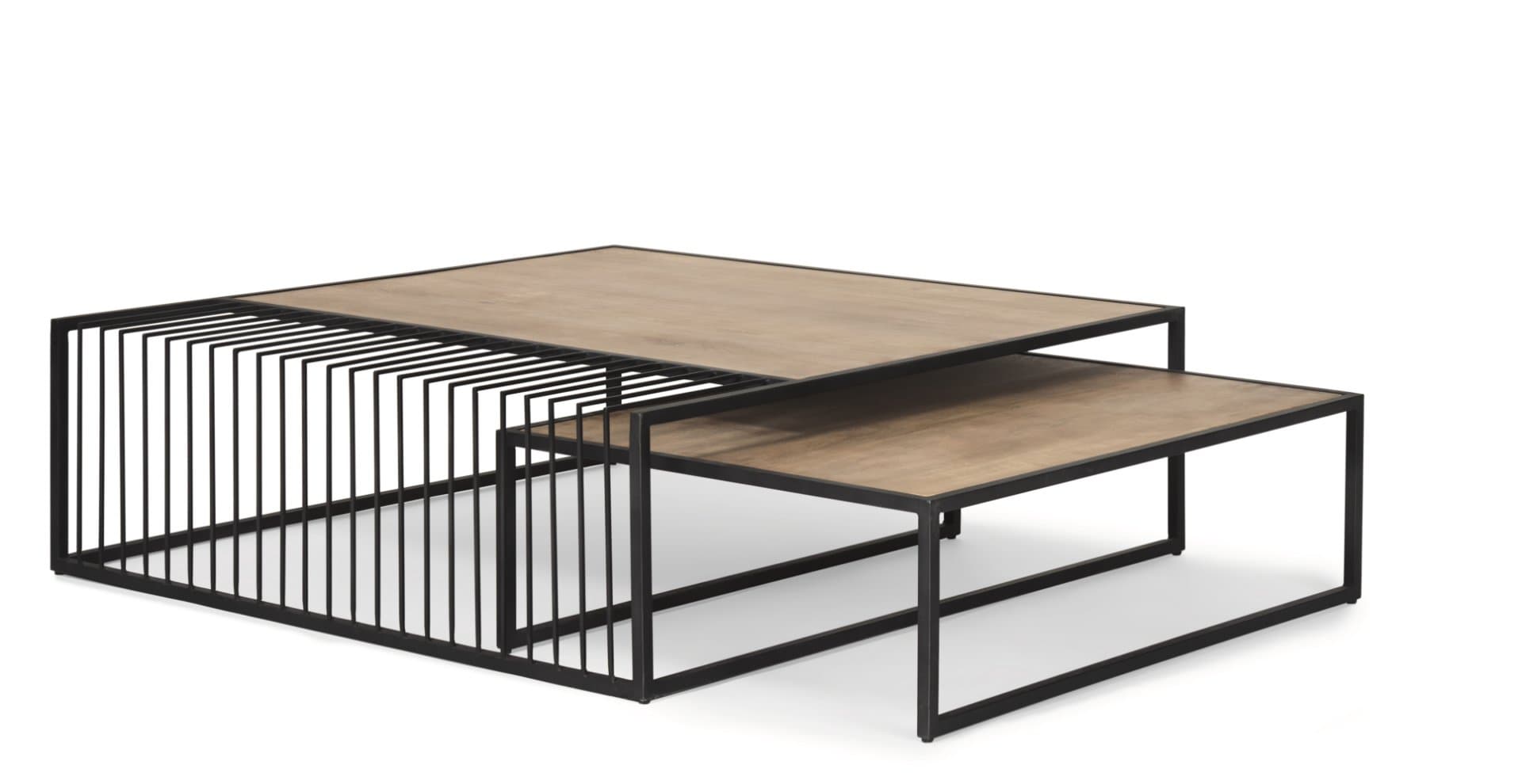 Miles Black Metal w/ Light Wood Nesting Coffee Table — product photograph