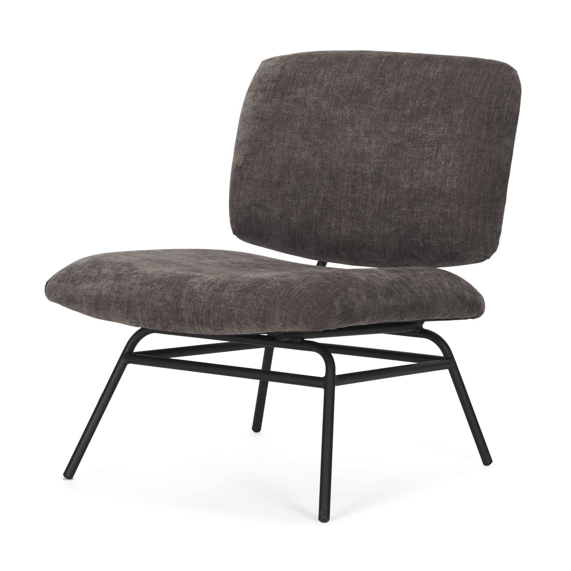 Nora Charcoal Fabric w/ Matte Black Metal Legs Accent Chair — product photograph