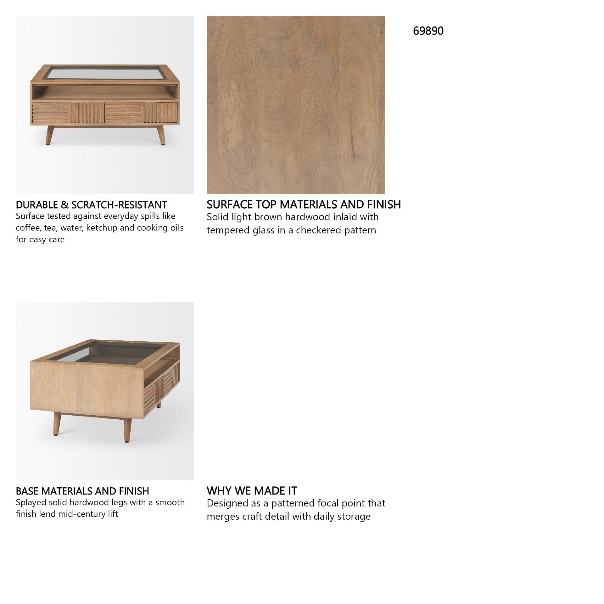 Sable 38.0L x 27.0W x 18.0H Light Brown Wood Coffee Table — in a styled room
