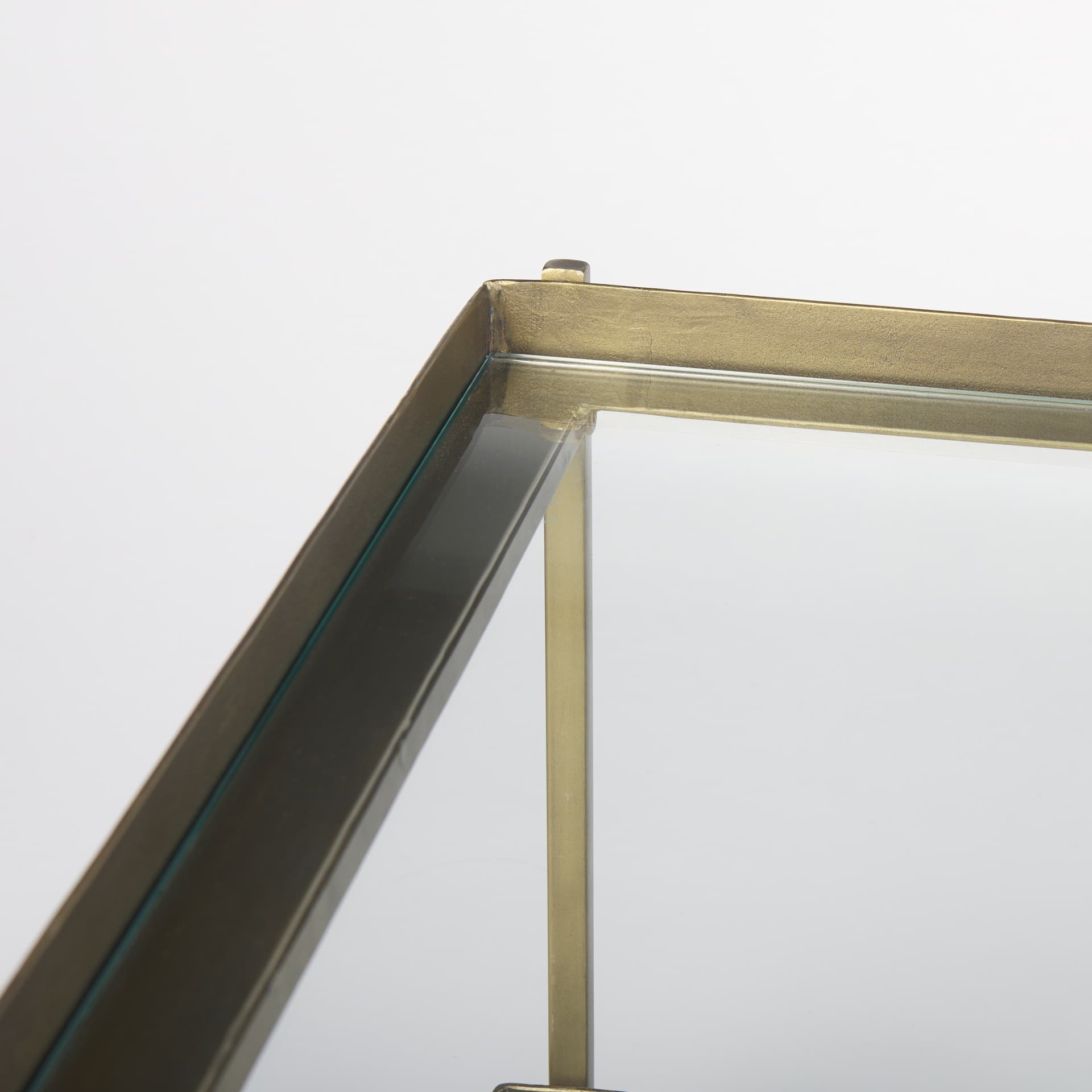 Trey 56.0L x 32.0W x 17.0H Gold Metal W/Glass Coffee table — product photograph