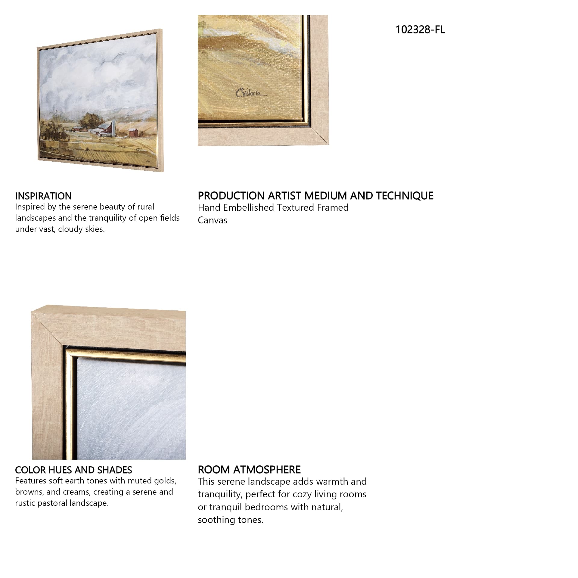 Farmland view II by Mercana Studio a Hand Embellished Textured Framed Canvas — in a styled room