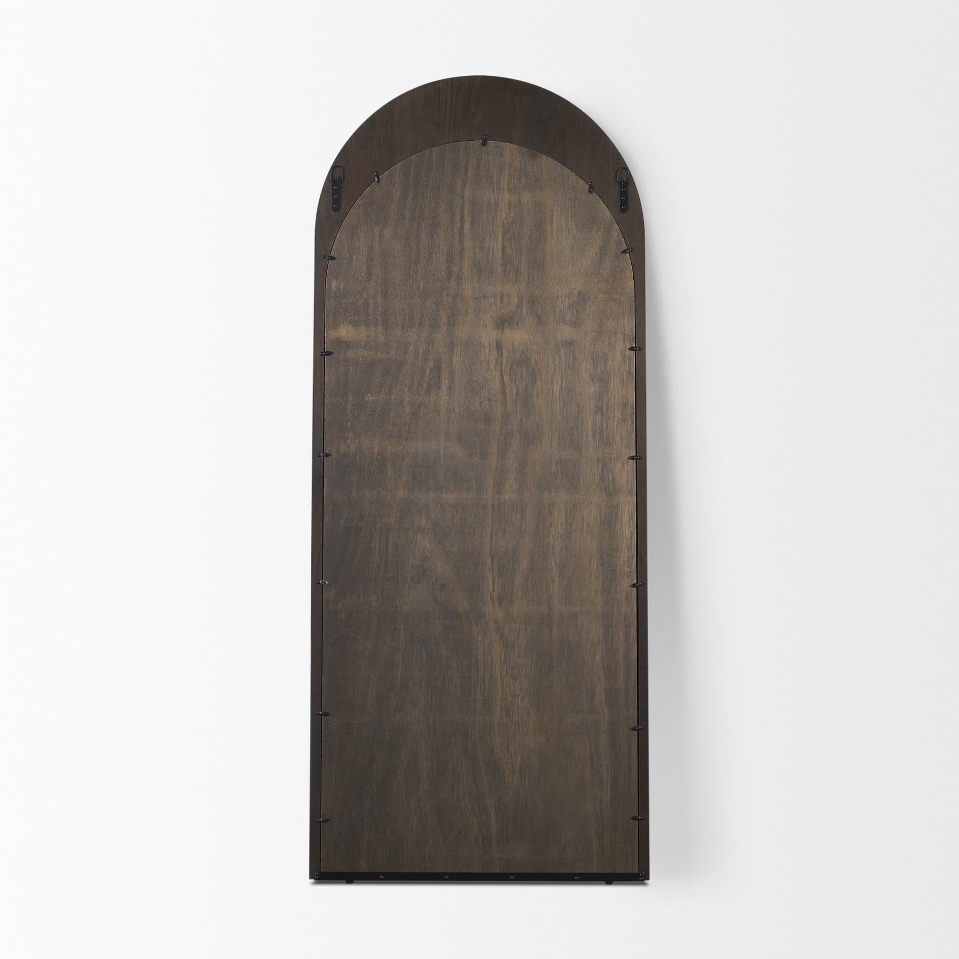 Celeste Dark Brown Wood Arched Floor Mirror — product photograph