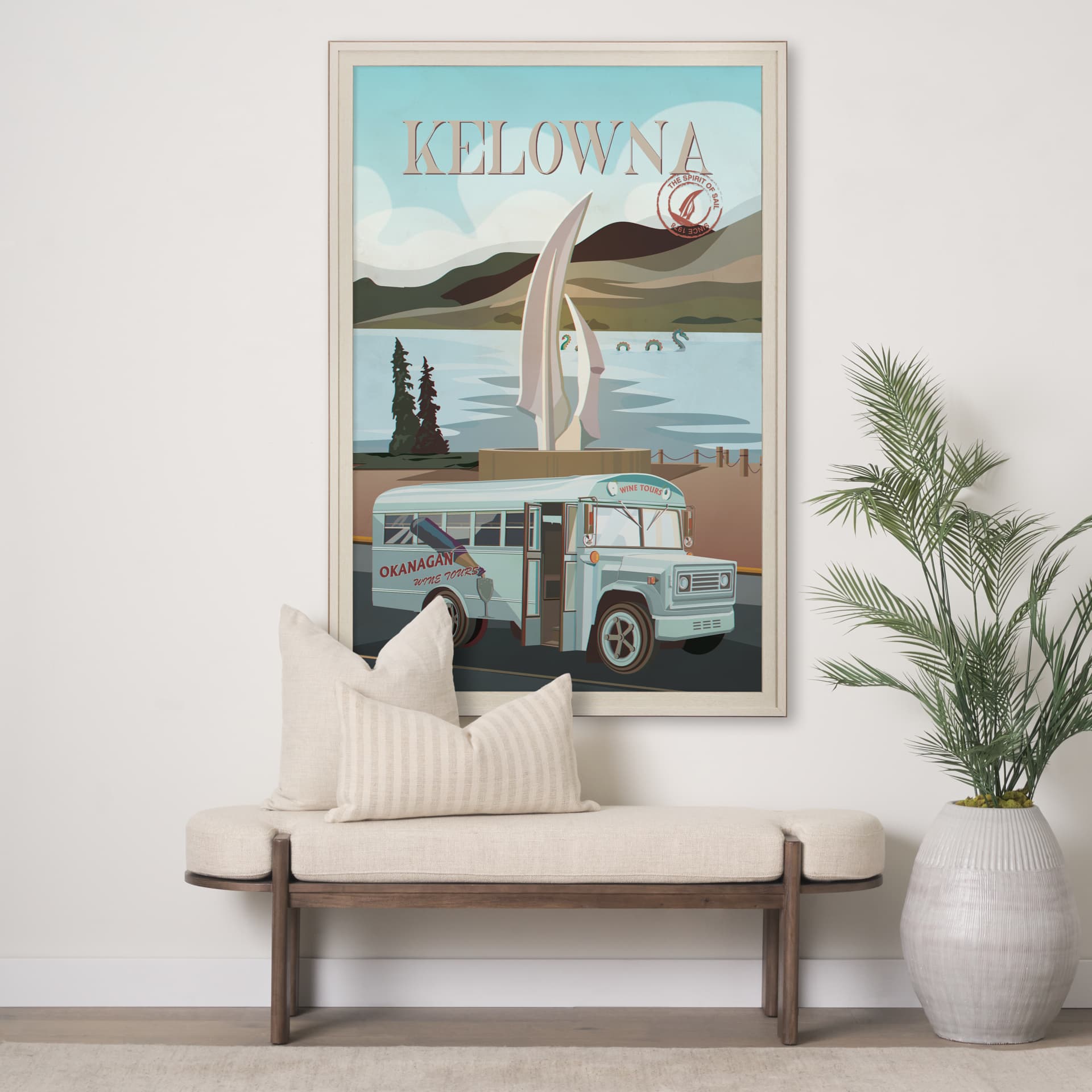 Kelowna Go Canada (XL) by Mercana Studio a Hand Embellished Decograph Framed Art Print under Glass — in a styled room