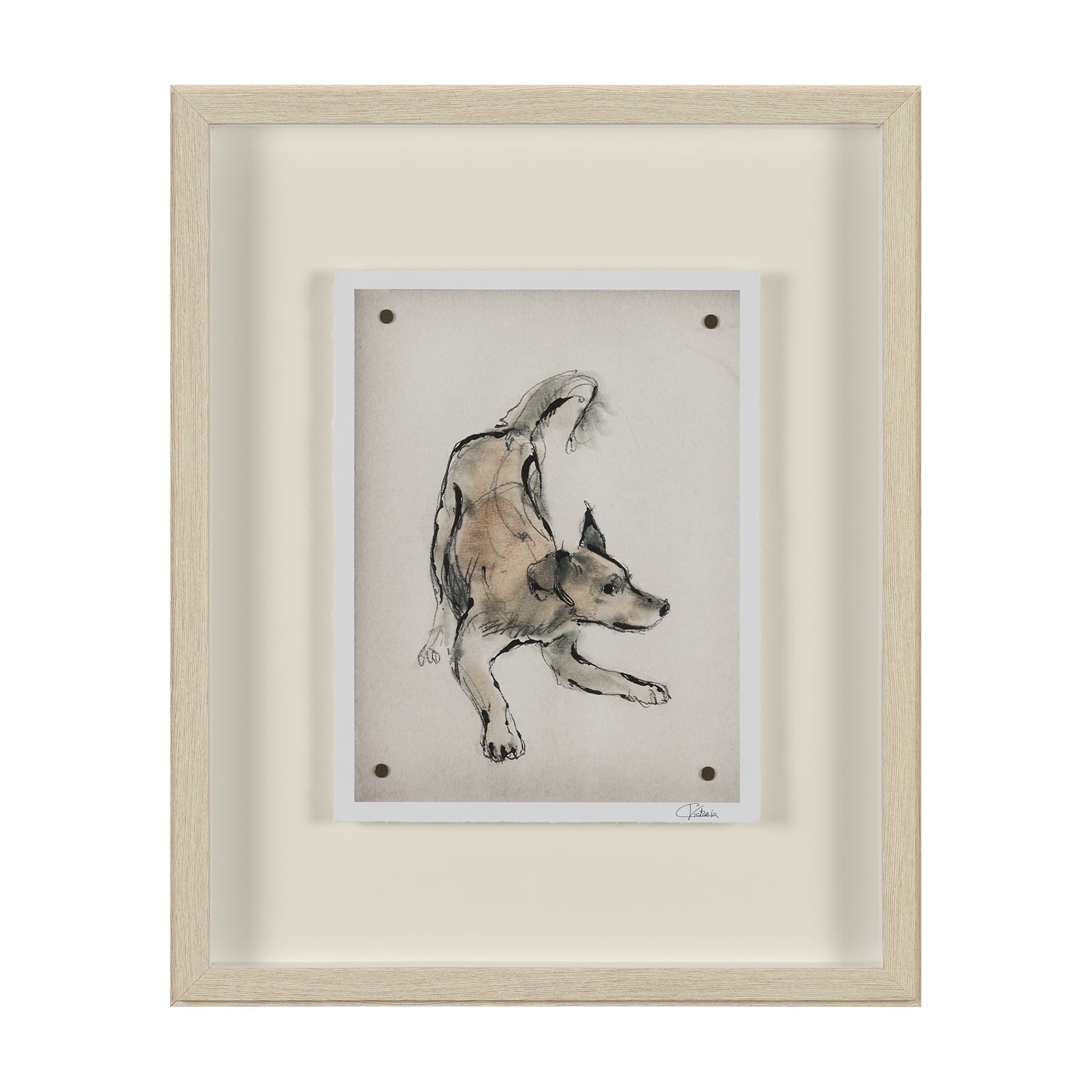 Playful Pup I by Mercana Studio Hand Embelished Framed Artwork Matted under Glass — product photograph
