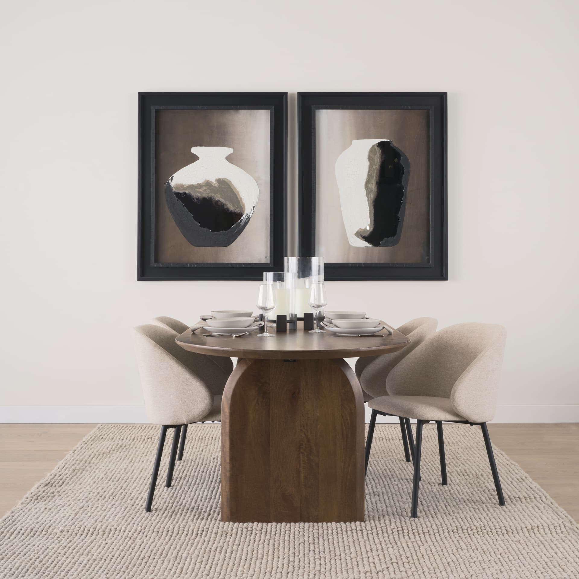 Shannon Contoured Back Dining Side Chair | Oatmeal Fabric w/ Metal — product photograph