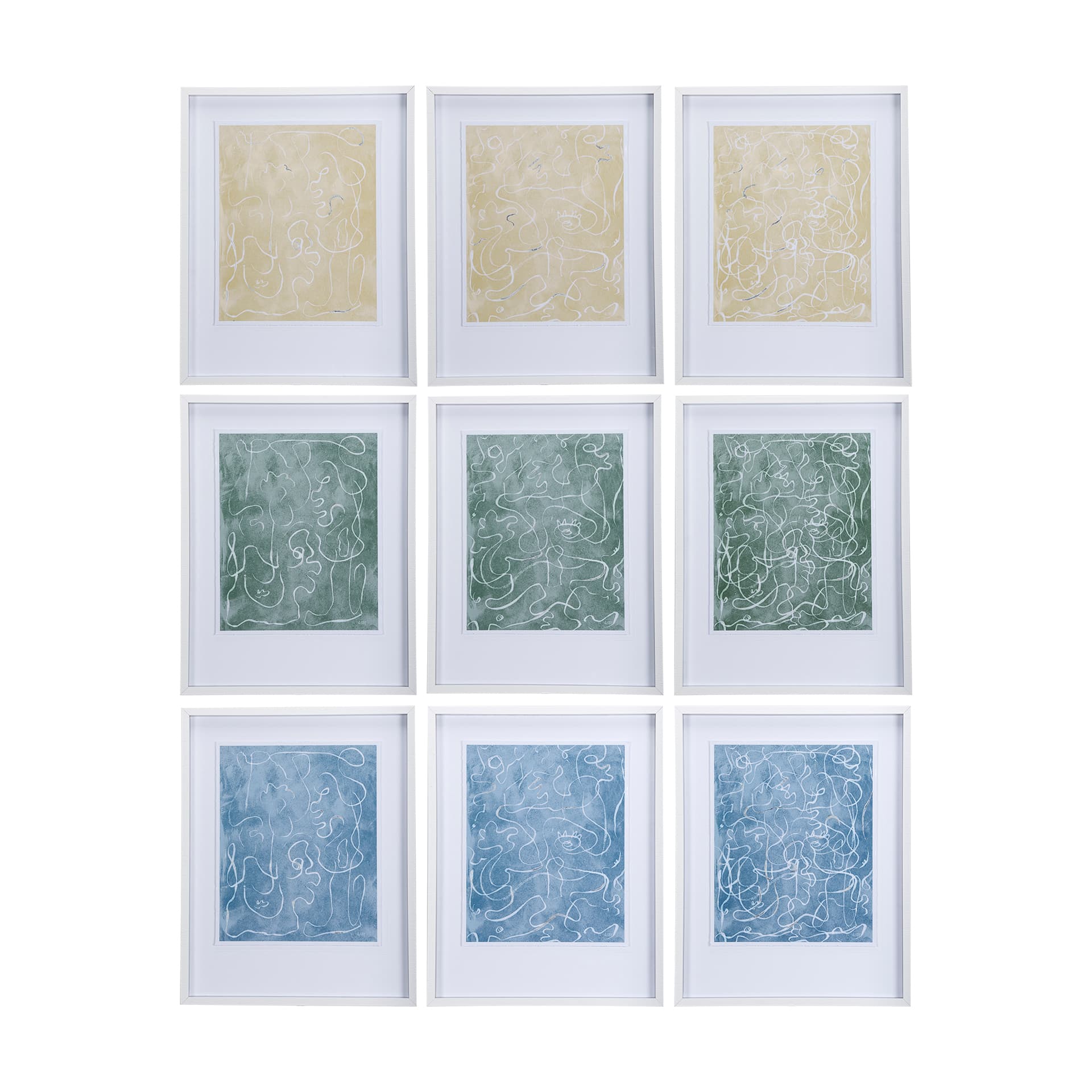 Thread Yellow I by Mercana Studio a Hand Embellished Textured Framed Art Print Matted under Glass — product photograph