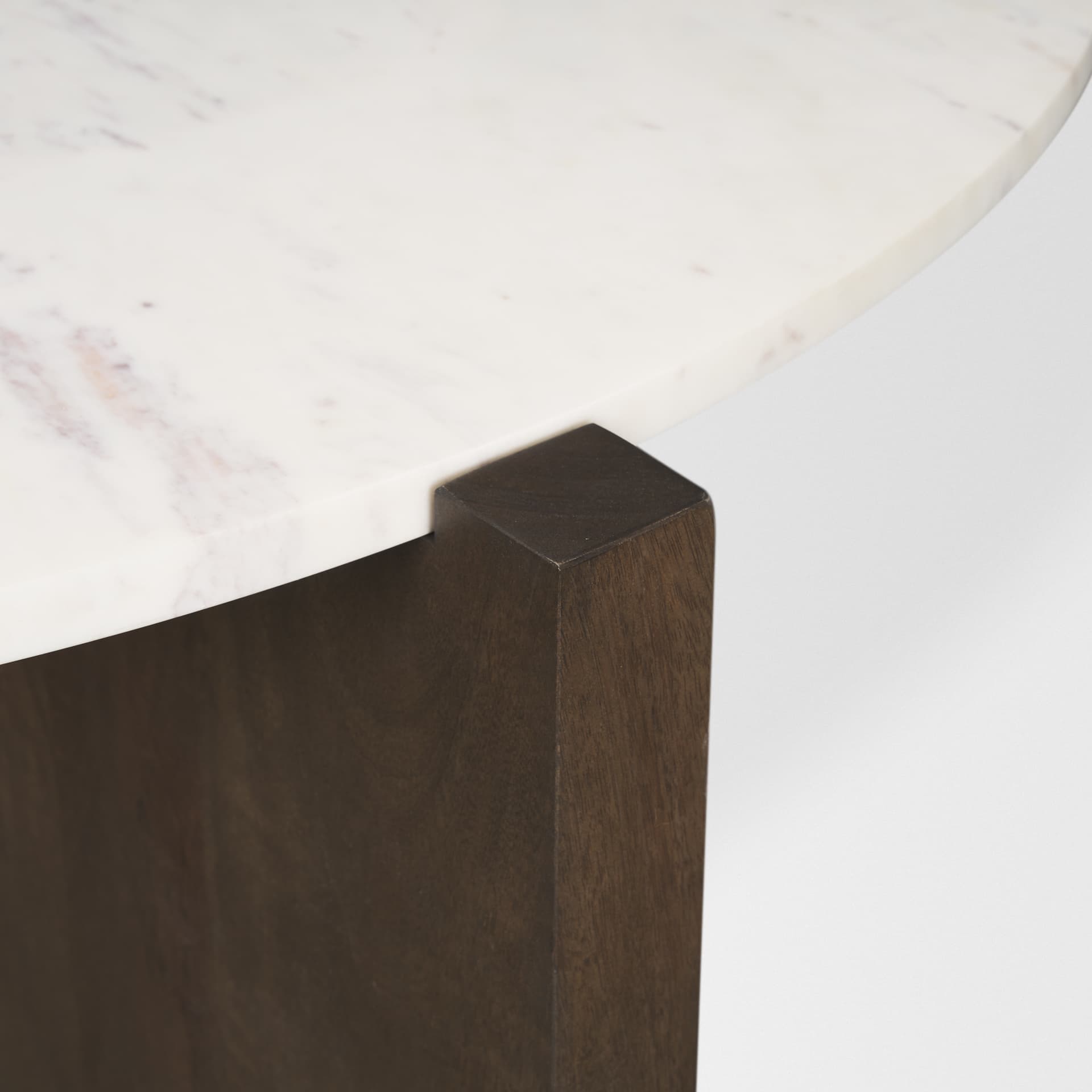 Bianca Dark Brown Wood w/ Marble Round Top Coffee Table — product photograph