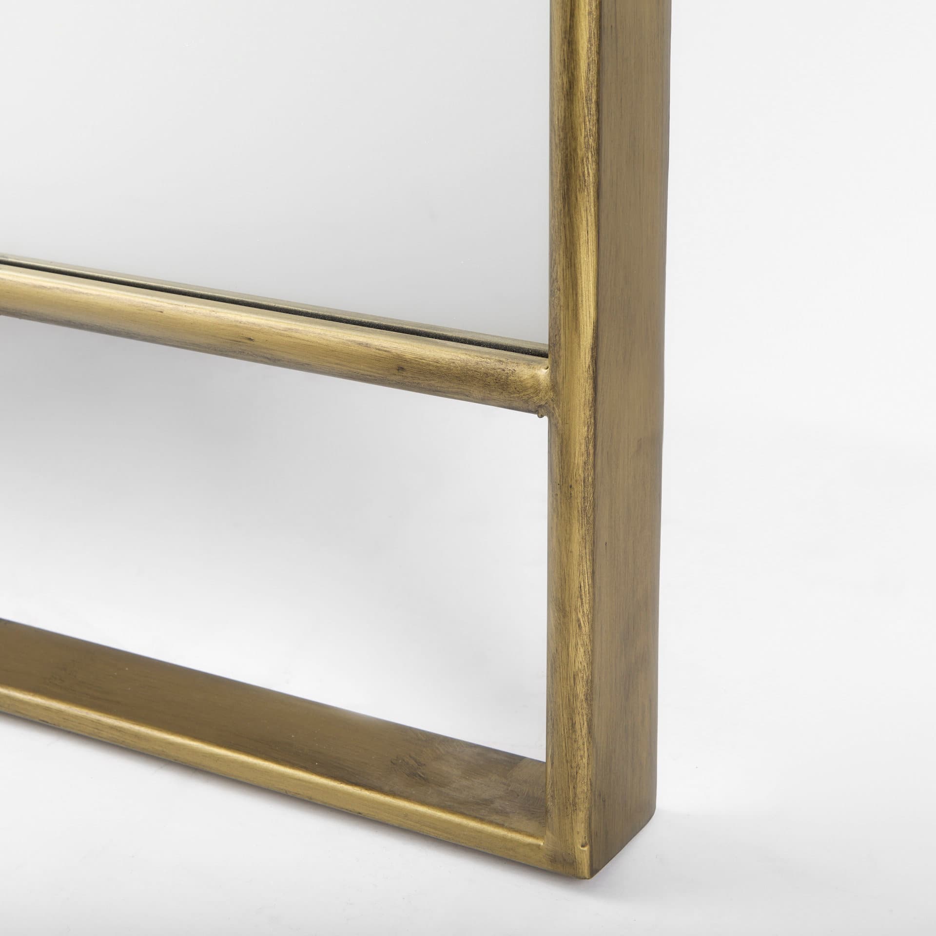 Sadie 36.0L x 2.0W x 76.0H Antique Gold Metal Rounded Arch Floor Mirror — product photograph