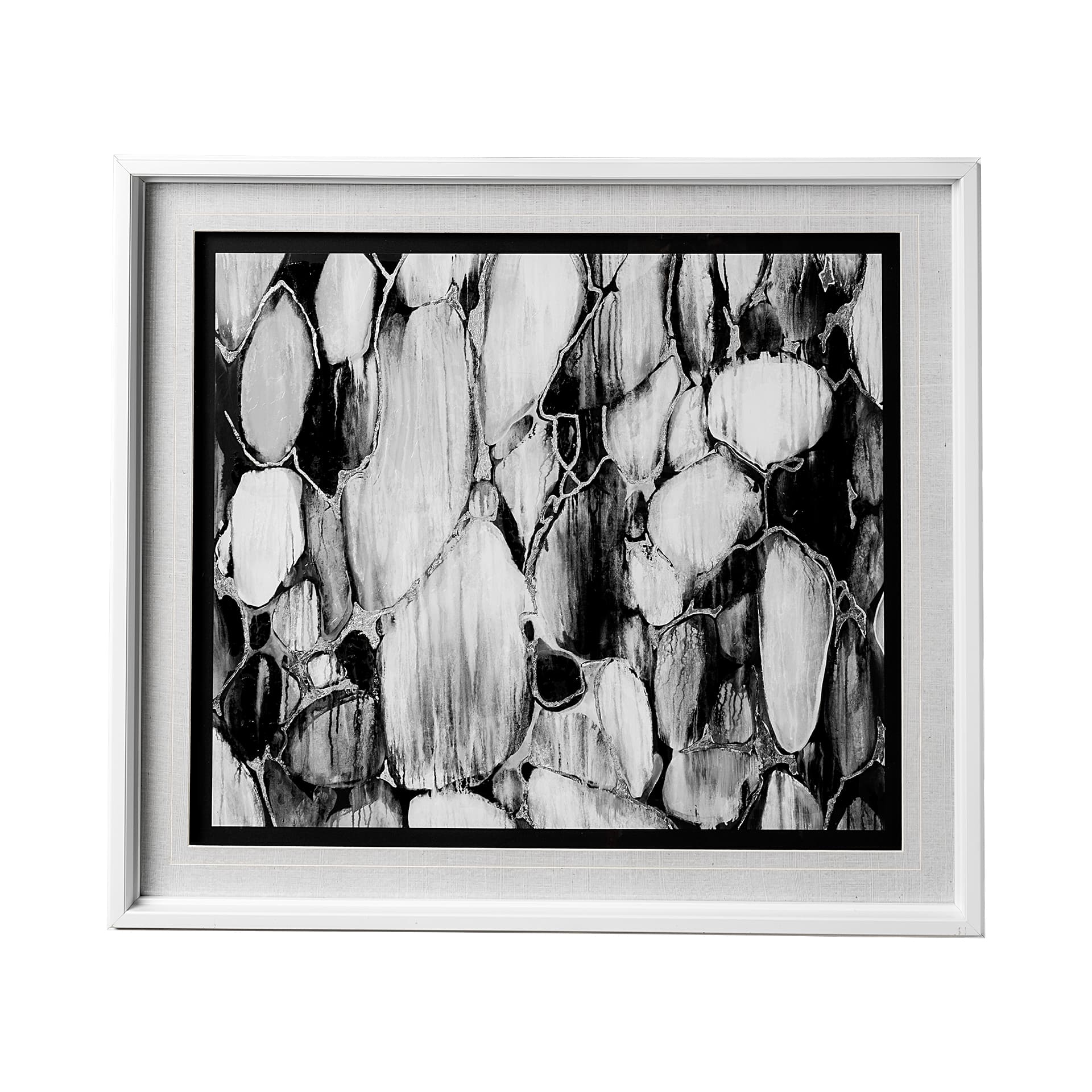 River Rocks by Liz Jardine a Hand Embellished Textured Framed Art Print Matted under Glass — product photograph