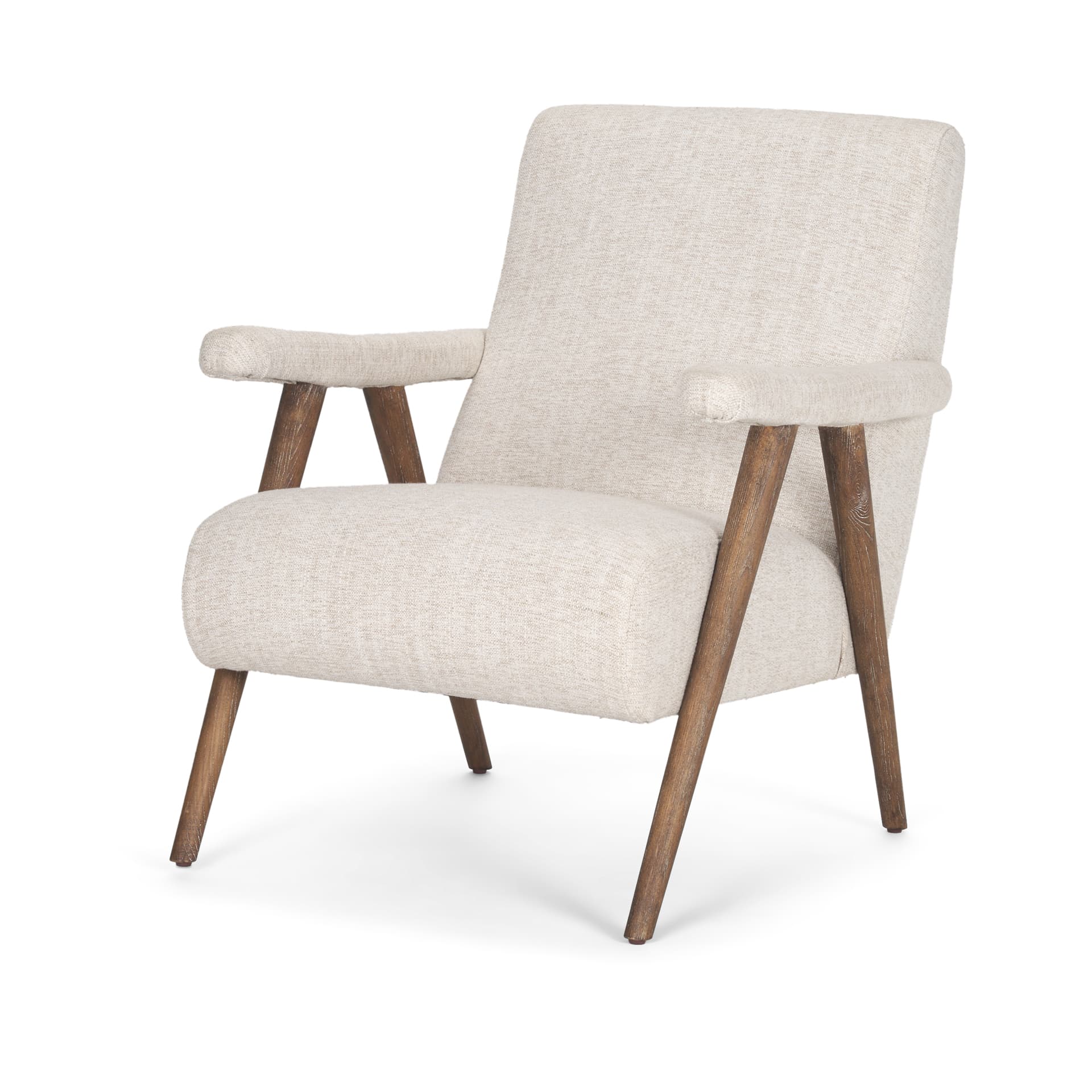 Nico Oatmeal Upholstered w/ Brown Wood Accent Chair — product photograph