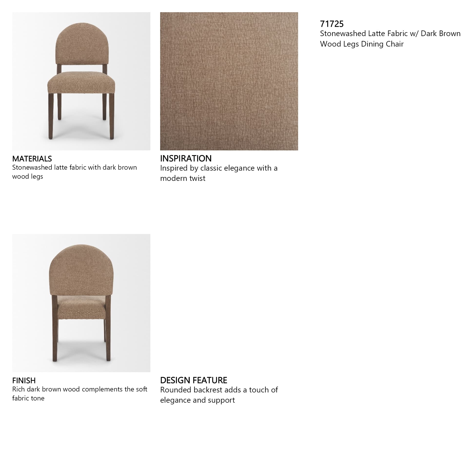Martie Rounded Back Dining Side Chair | Fabric w/ Wood — in a styled room