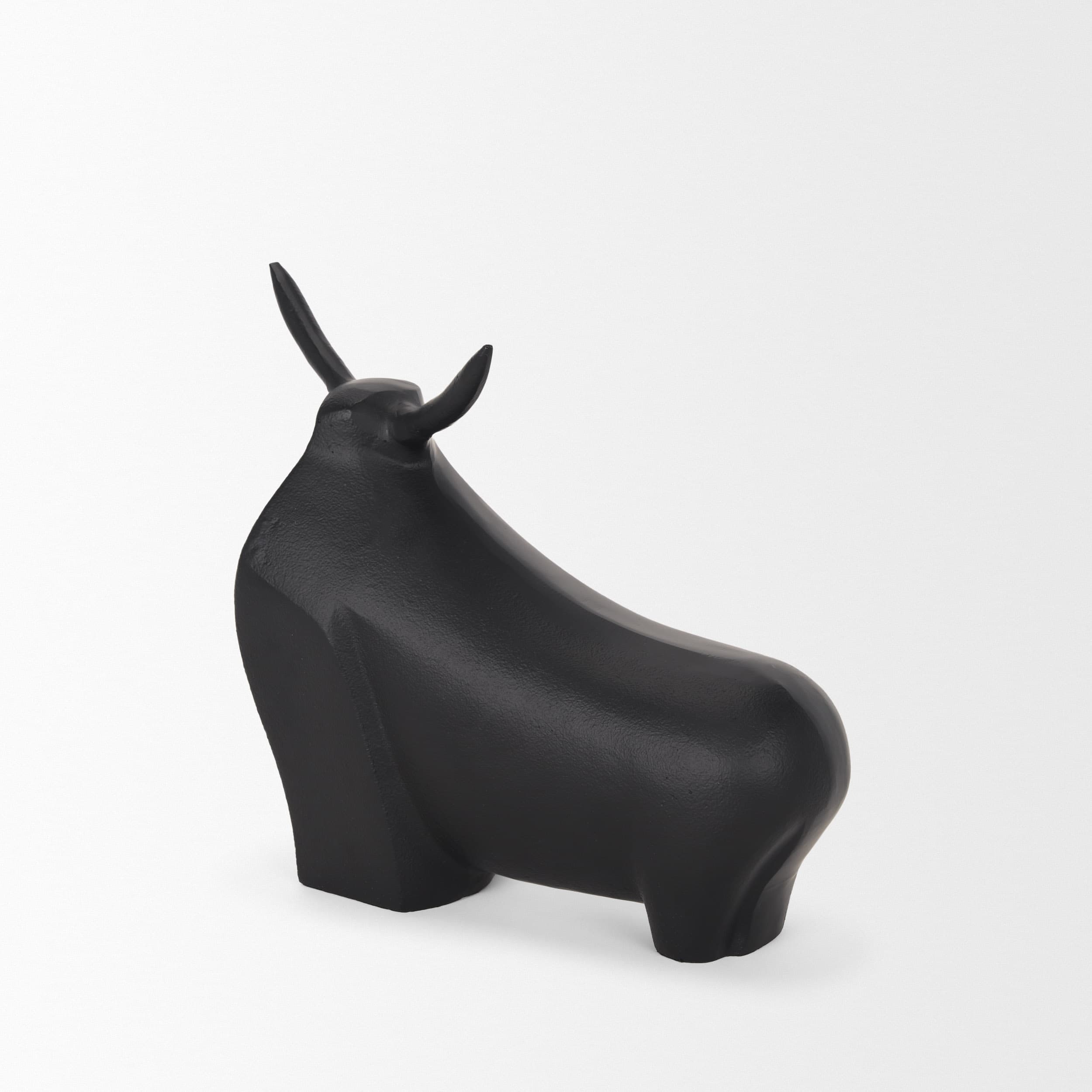 Radu Large Matte Black Metal Bull Decorative Object — product photograph
