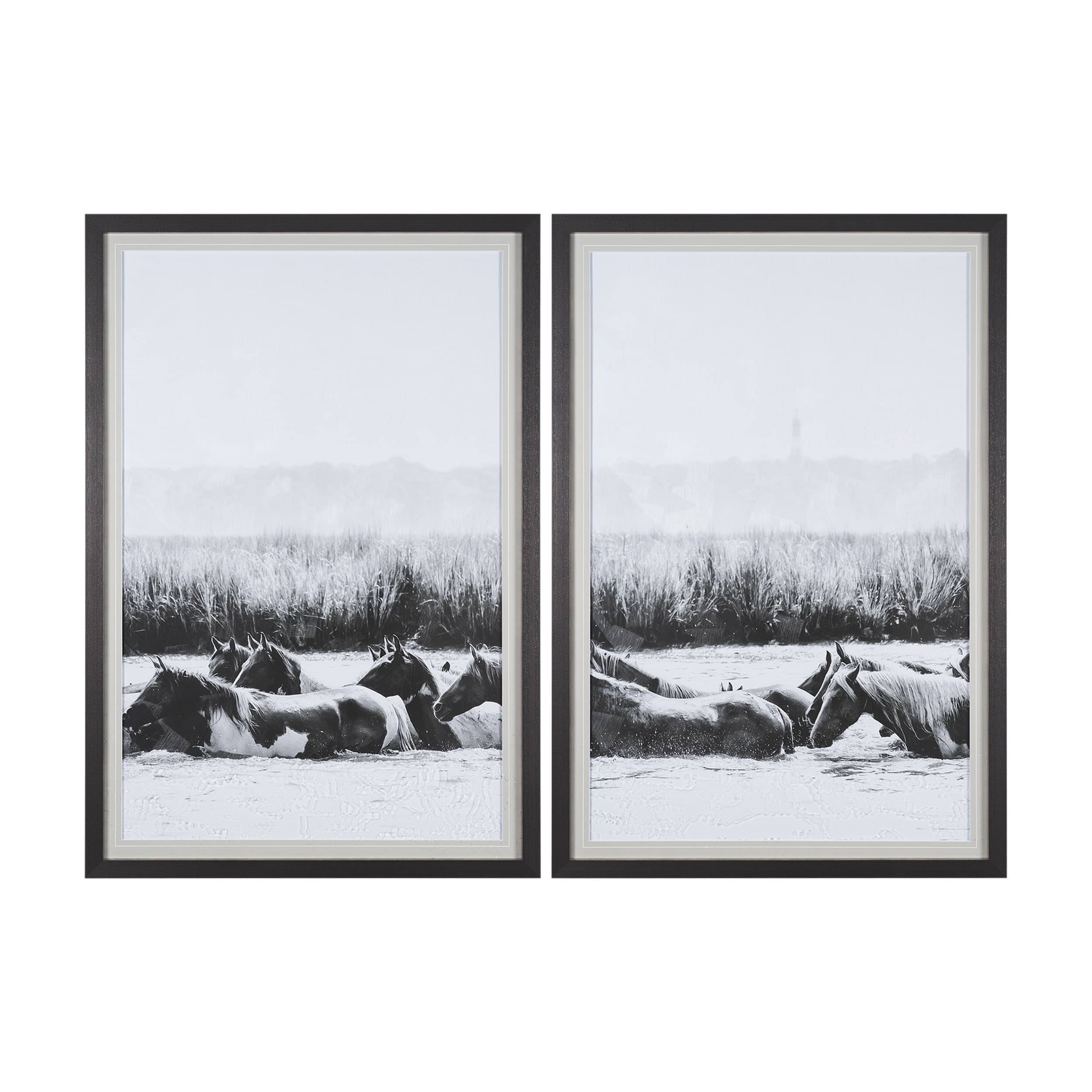 Water Horses III 1 by PH Burchett a Hand Embellished Textured Framed Photo Art Print Matted under Gl — product photograph