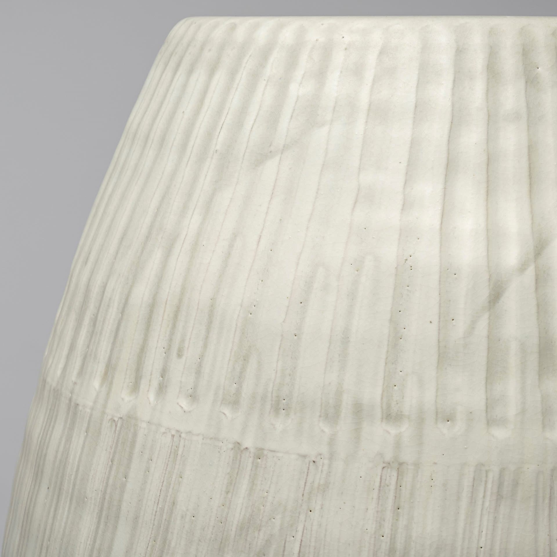 Reyan Small Pearl White Ceramic Striped Vase — product photograph