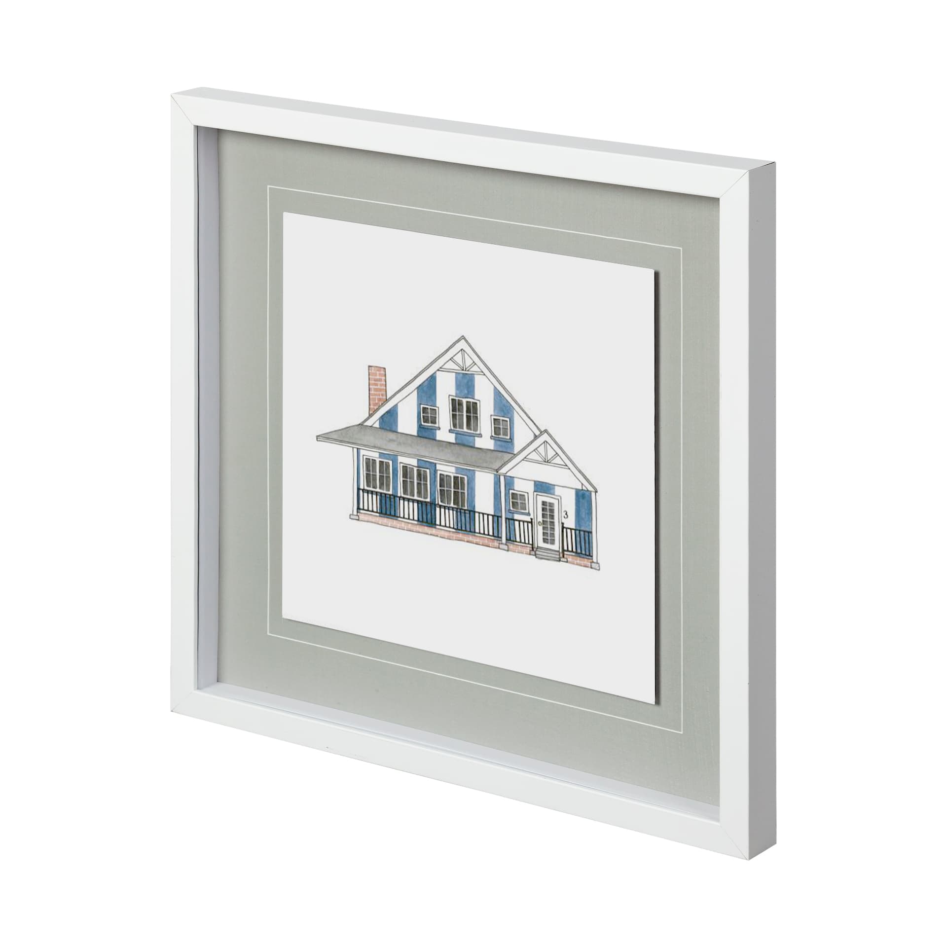 Petit Mansion IV by Jones a Hand Embellished Textured Framed Art Print Matted under Glass — product photograph