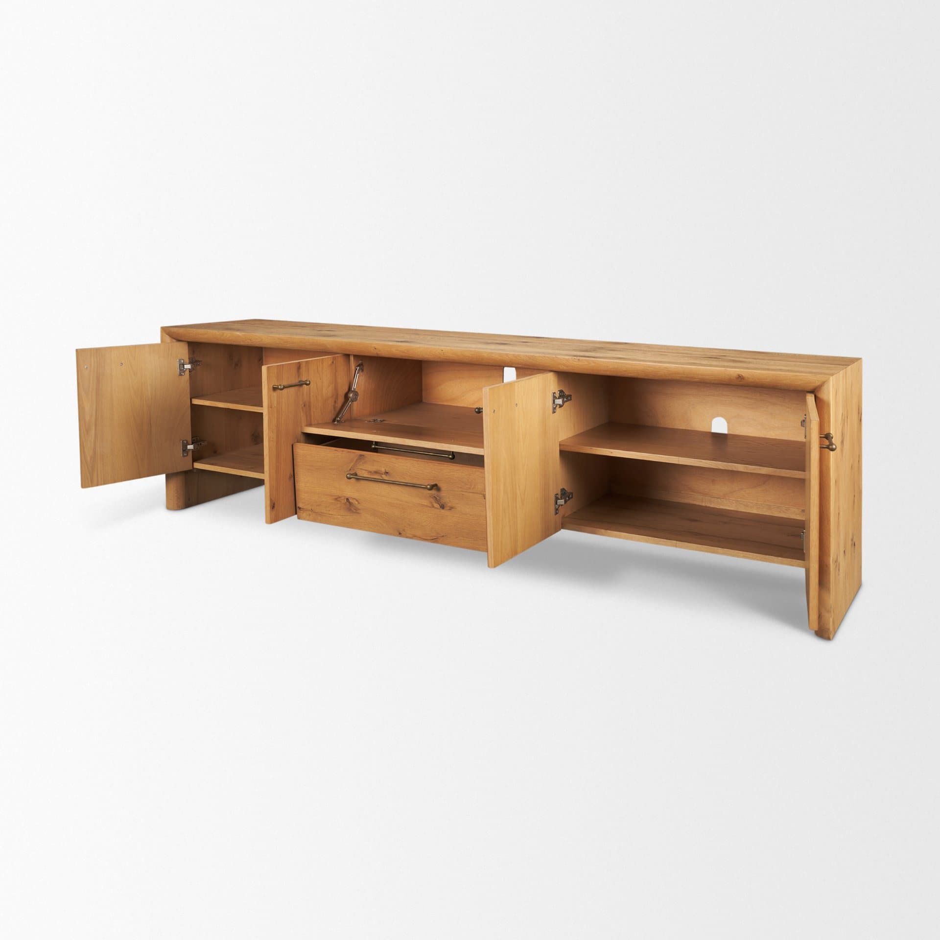 Belford 94" Light Brown Oak Wood Media Console — product photograph