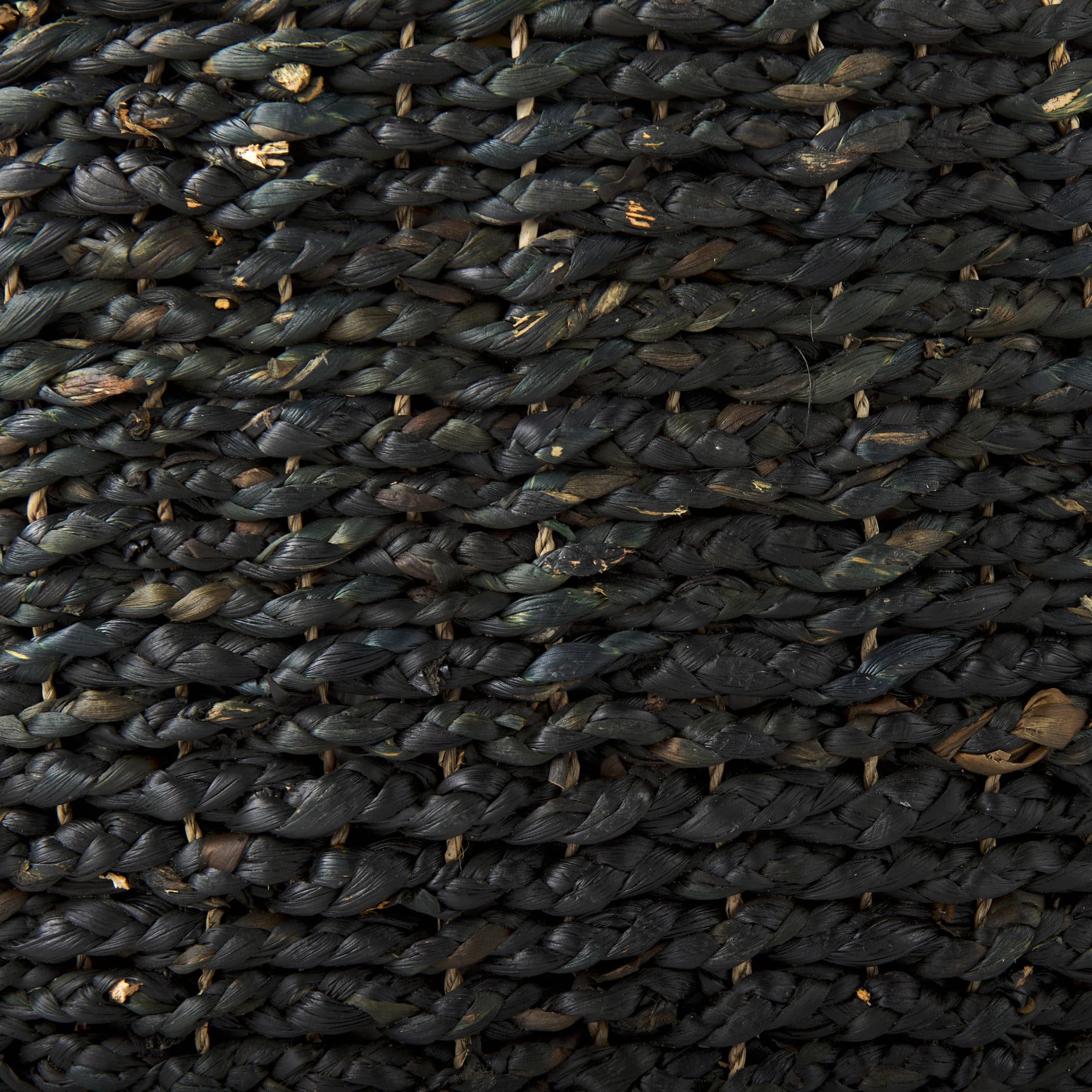 Dina 75L x 75W x 45H Black Cornhusk and Water Hyacinth Round Coffee Table Pouf — product photograph