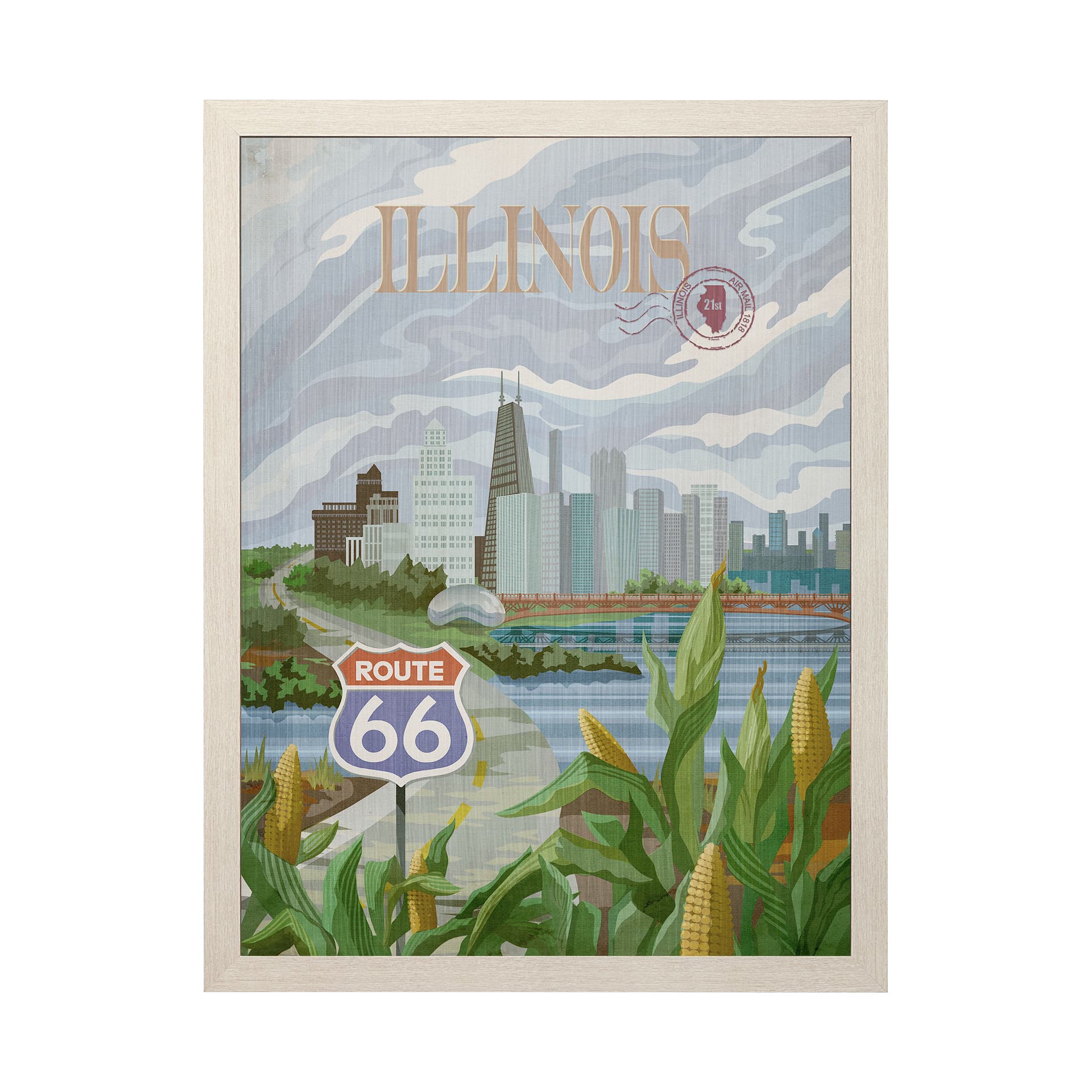 Illinois Go USA (L) by Mercana Studio a Hand Embellished Decograph Framed Art Print — product photograph