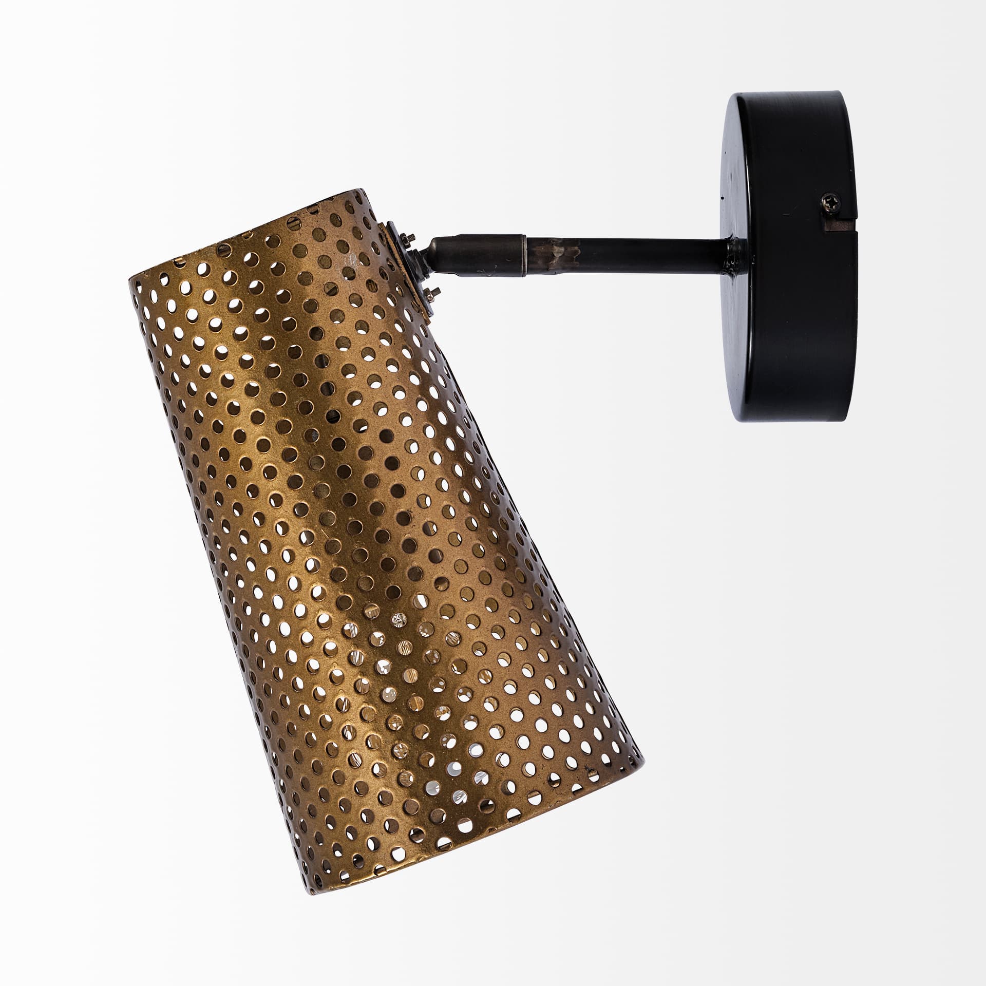 Wesley I 11x10.2 Gold Toned Perforated Metal Cone Wall Sconce — product photograph