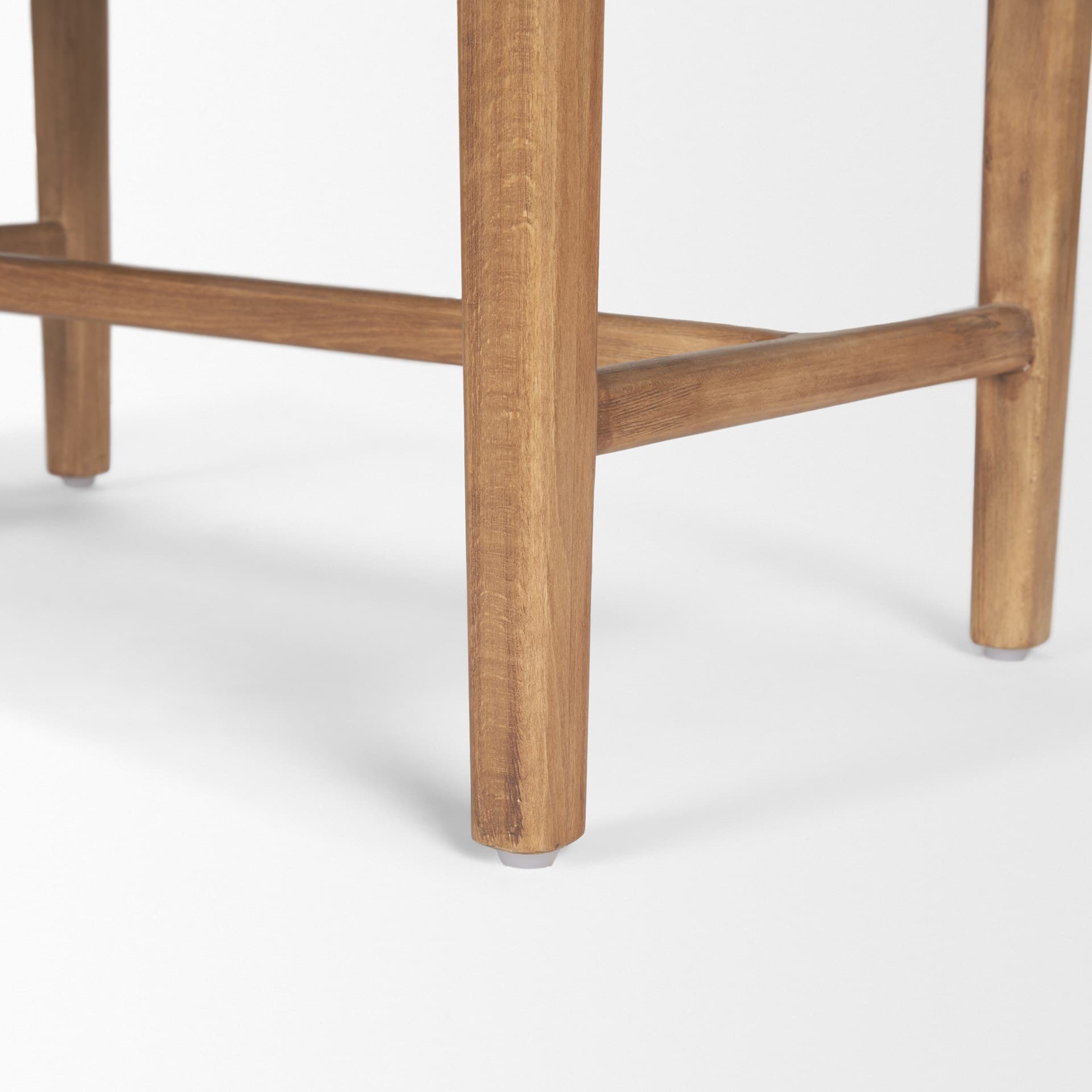 Shane Brown Wood w/ Woven Brown Leather Bench — product photograph
