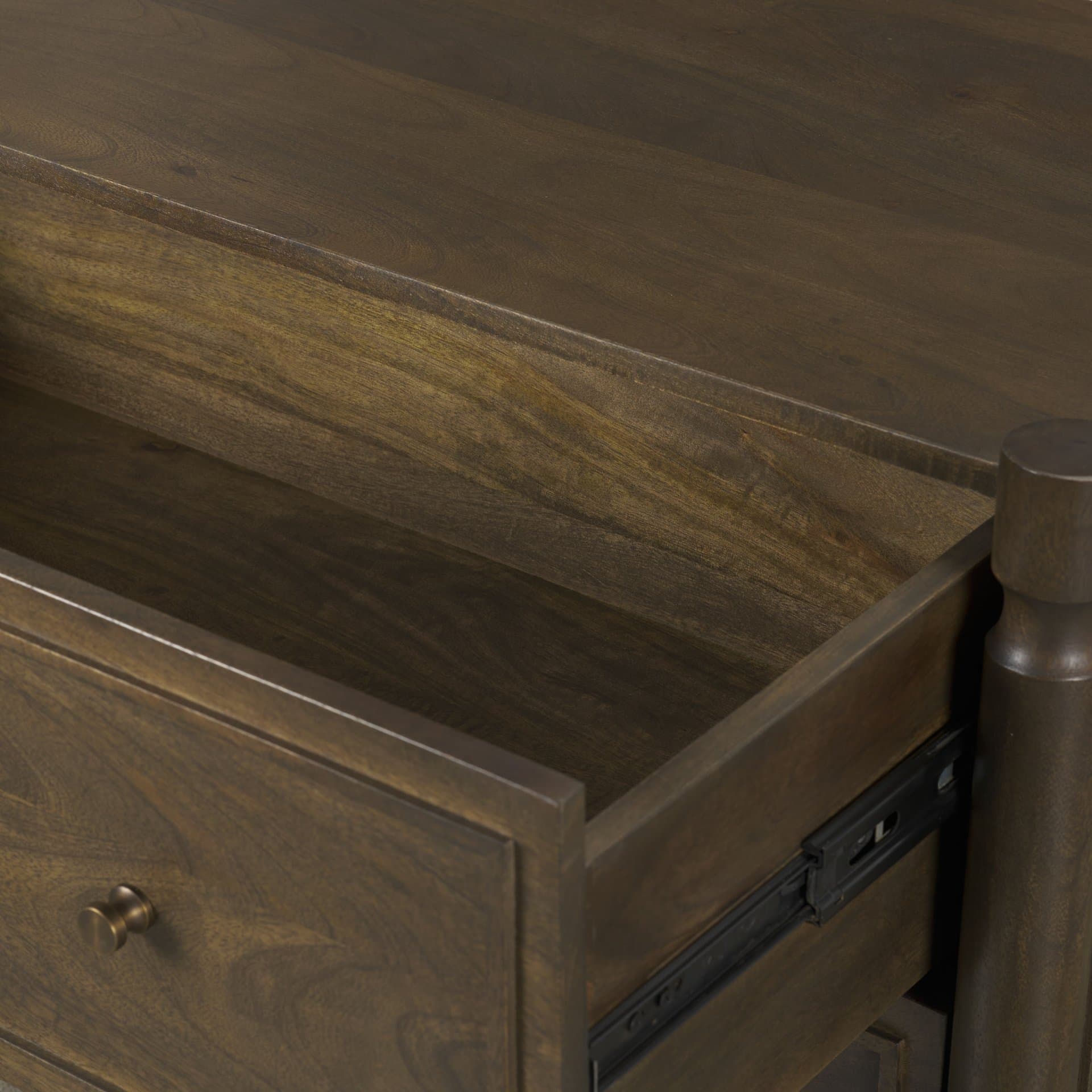 Phil Dark Brown Wood 2 Drawer Nightstand — product photograph