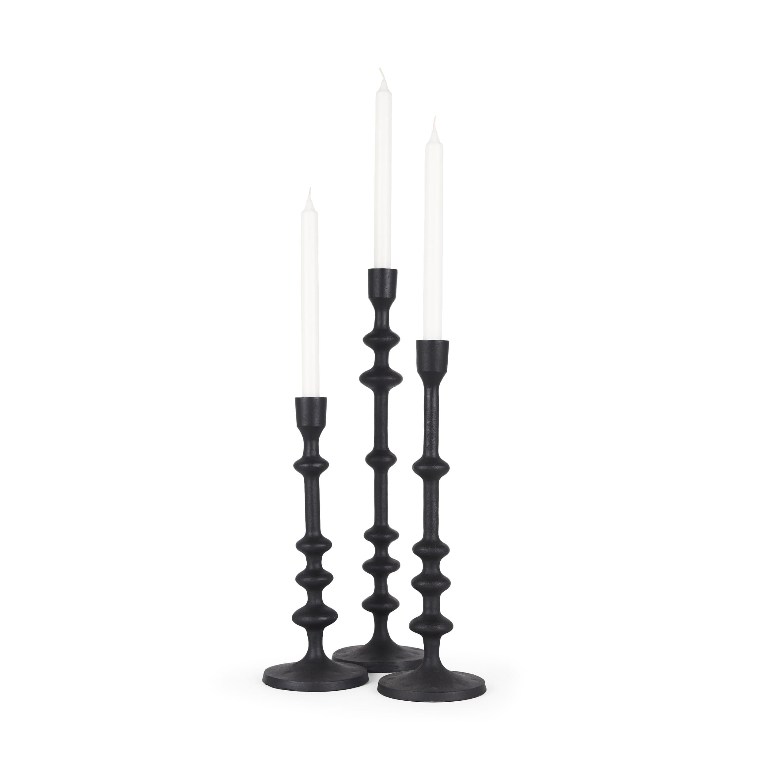 Paolo Matte Black Metal Candle Holder (Set of 3) — product photograph