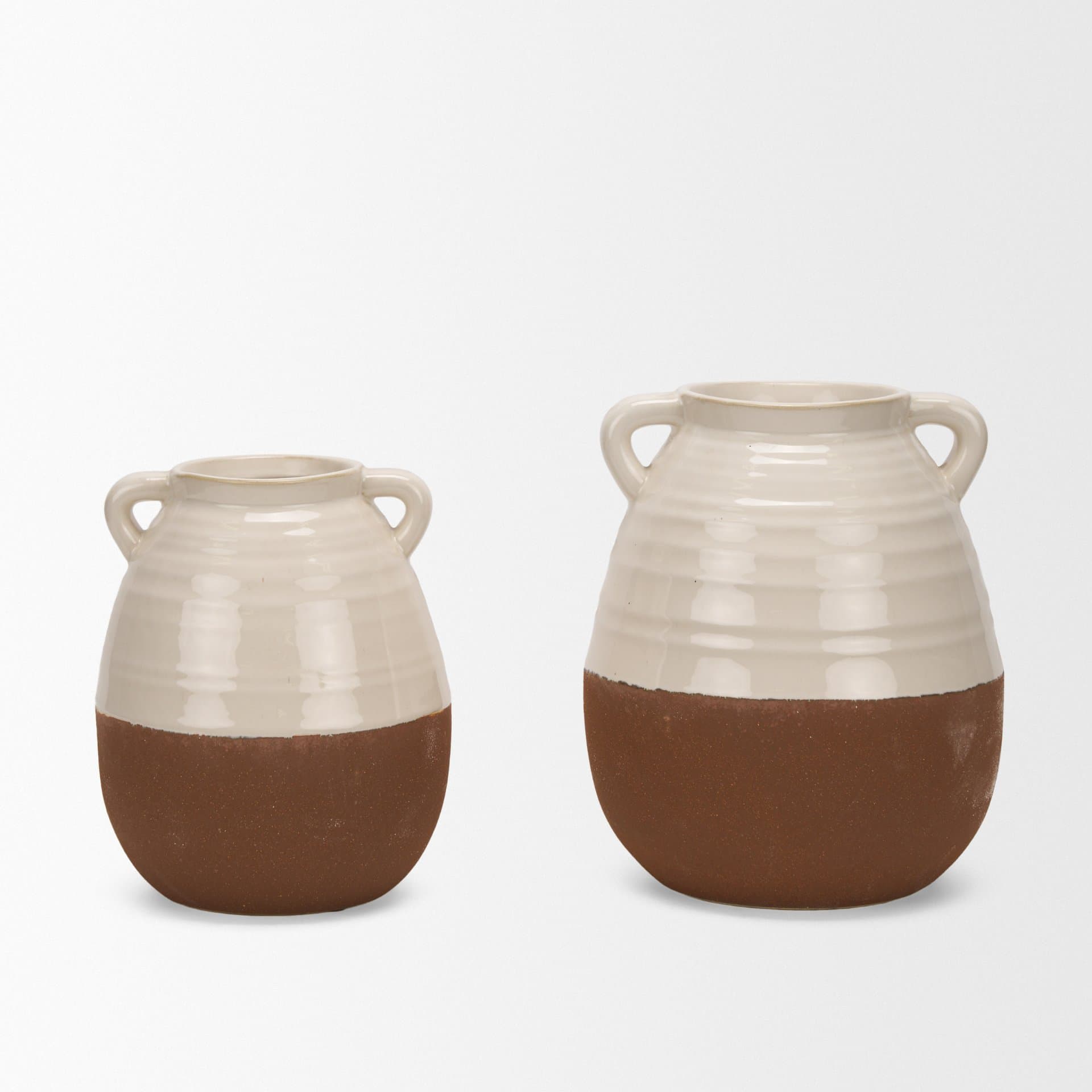 Tryna Large Beige w/ Matte Brown Ceramic Vase — product photograph