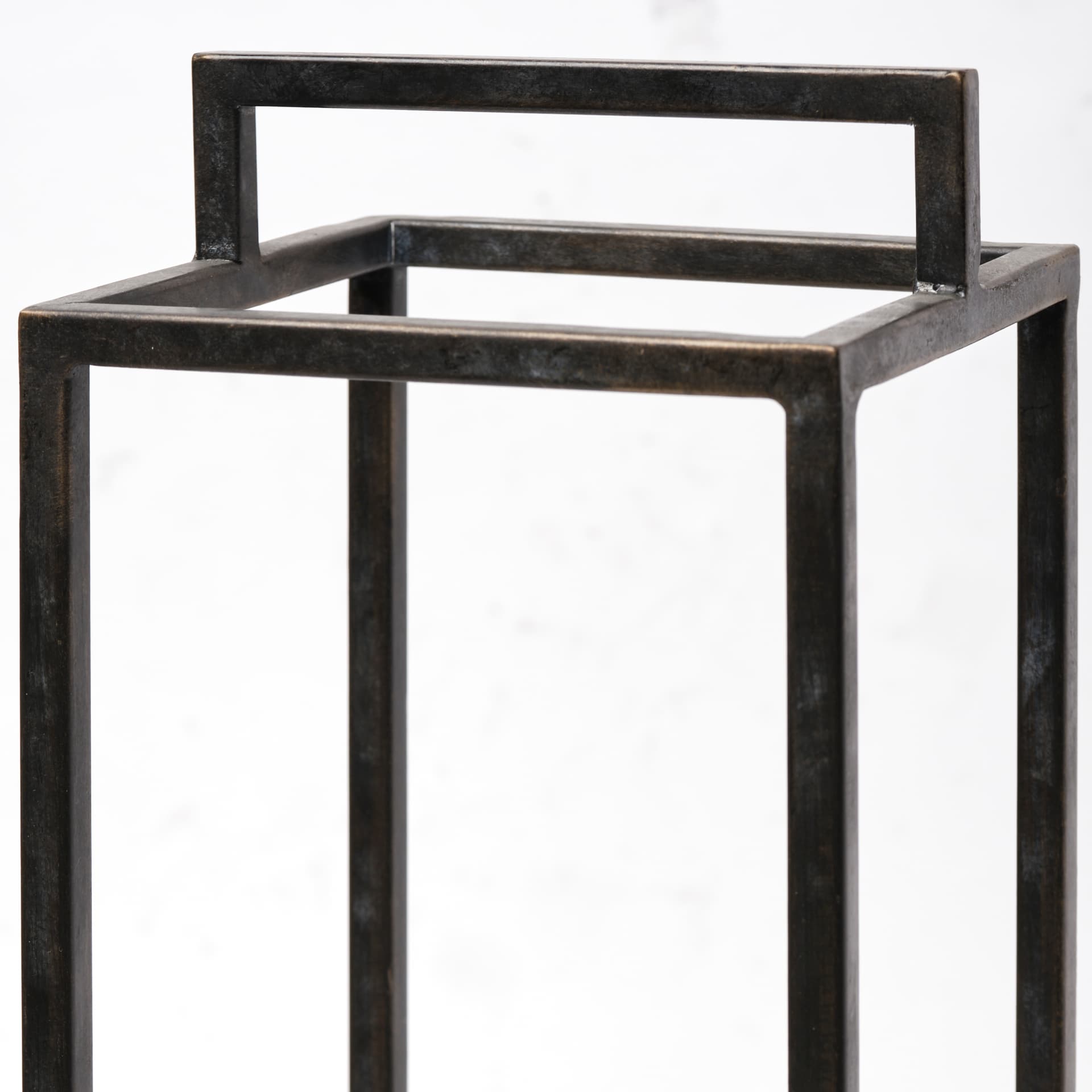 Orionis Large Wood w/ Black Metal Lantern Candle Holder — product photograph