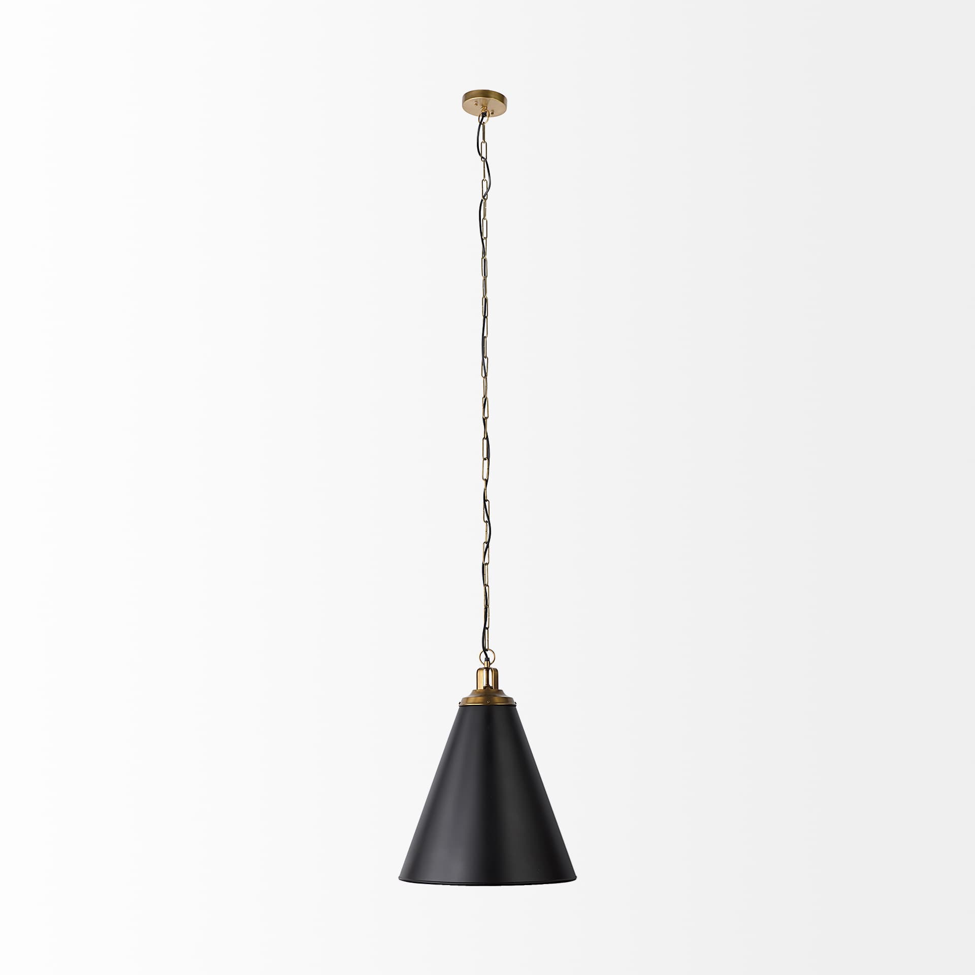 Fenton 18.0L x 18.0W x 23.0H Black W/Antiqued Gold Accents Pendant Light — product photograph