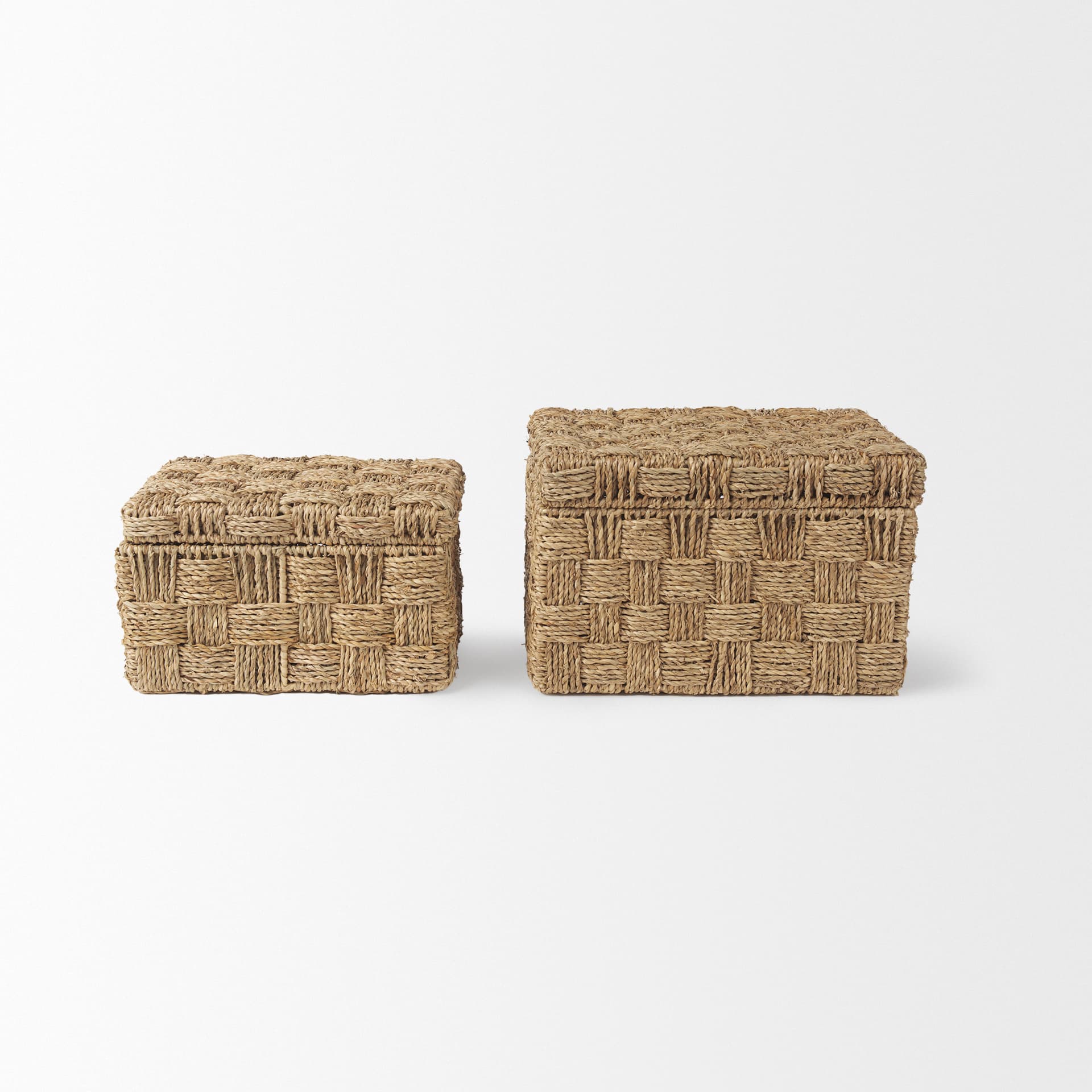 Hanalei Set of 2 Seagrass Boxes with Lids — product photograph